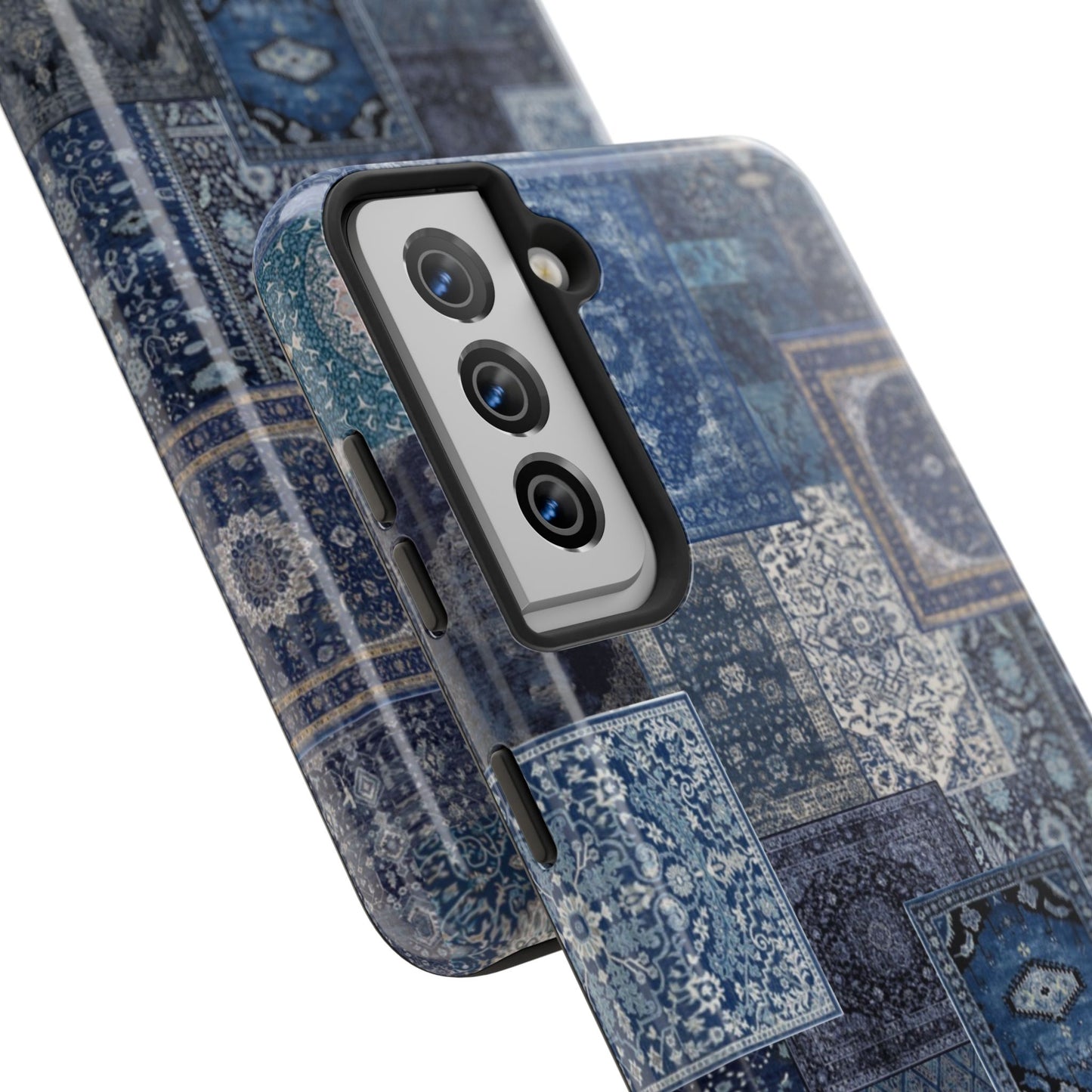 Vintage Rug Pattern Phone Cases, Tough Cases for iPhone, Stylish Smartphone Cover, Unique Gifts for Him/Her, Blue Design