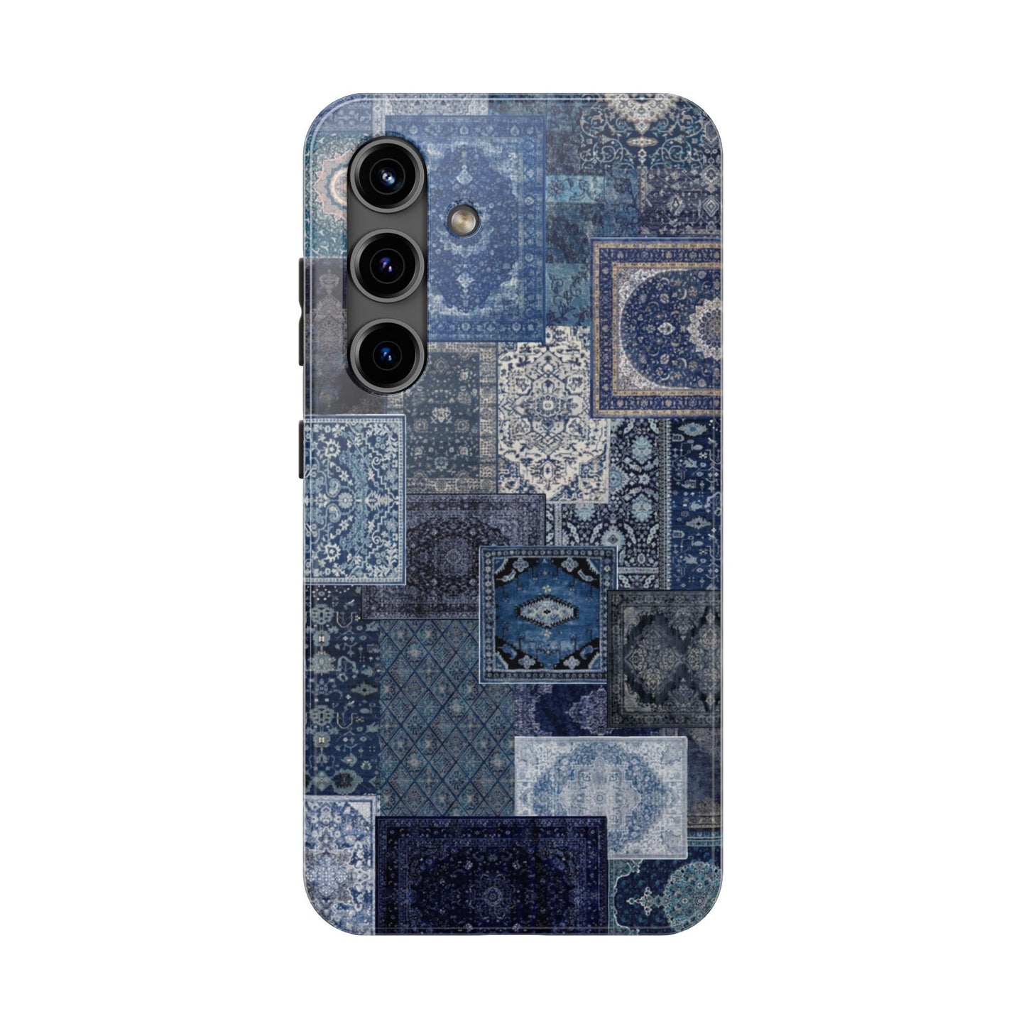 Vintage Rug Pattern Phone Cases, Tough Cases for iPhone, Stylish Smartphone Cover, Unique Gifts for Him/Her, Blue Design