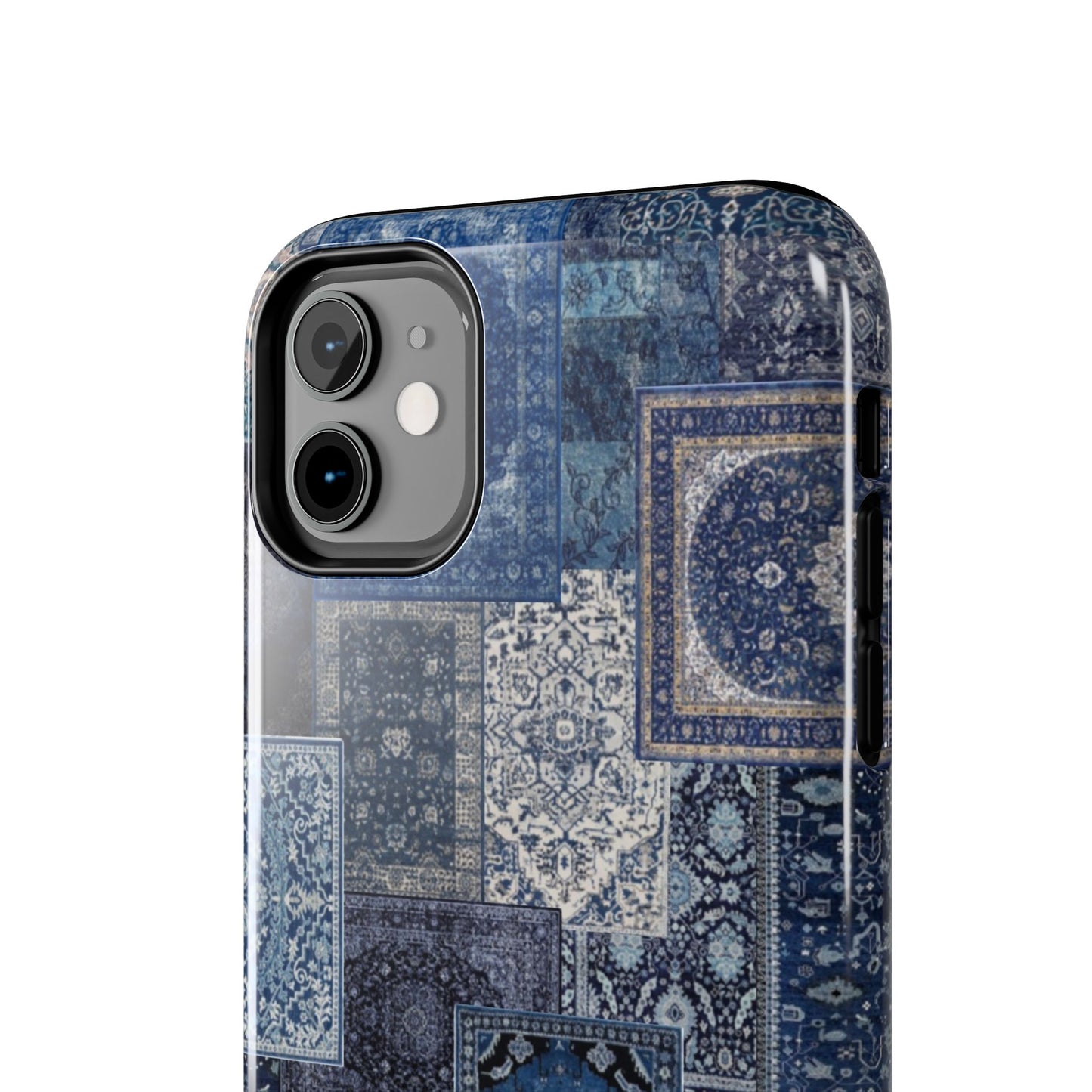Vintage Rug Pattern Phone Cases, Tough Cases for iPhone, Stylish Smartphone Cover, Unique Gifts for Him/Her, Blue Design