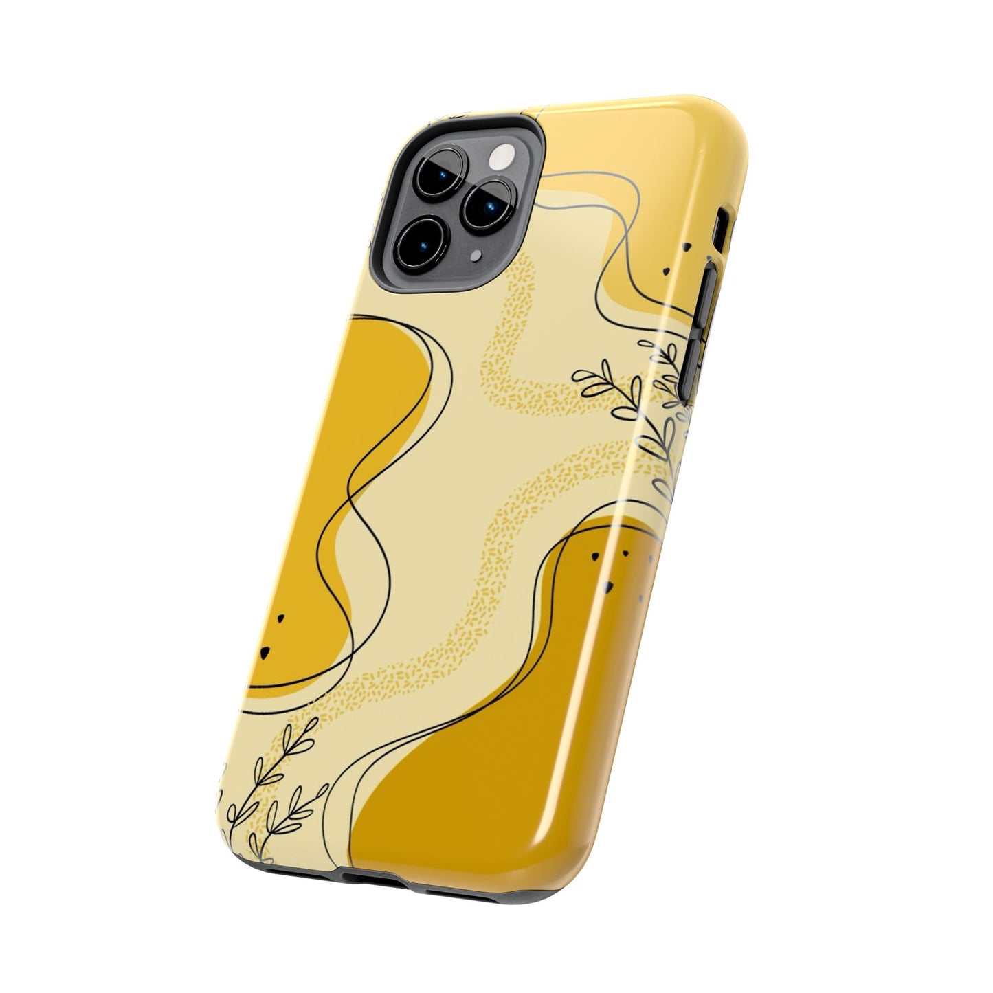 Artistic Yellow Phone Case, Tough Phone Protection, Modern Design, Gifts for Her, Phone Accessories, Unique Cell Phone Cover