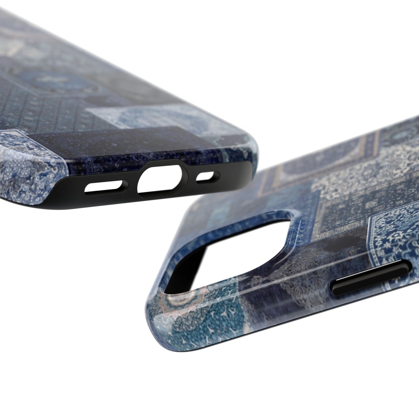 Vintage Rug Pattern Phone Cases, Tough Cases for iPhone, Stylish Smartphone Cover, Unique Gifts for Him/Her, Blue Design