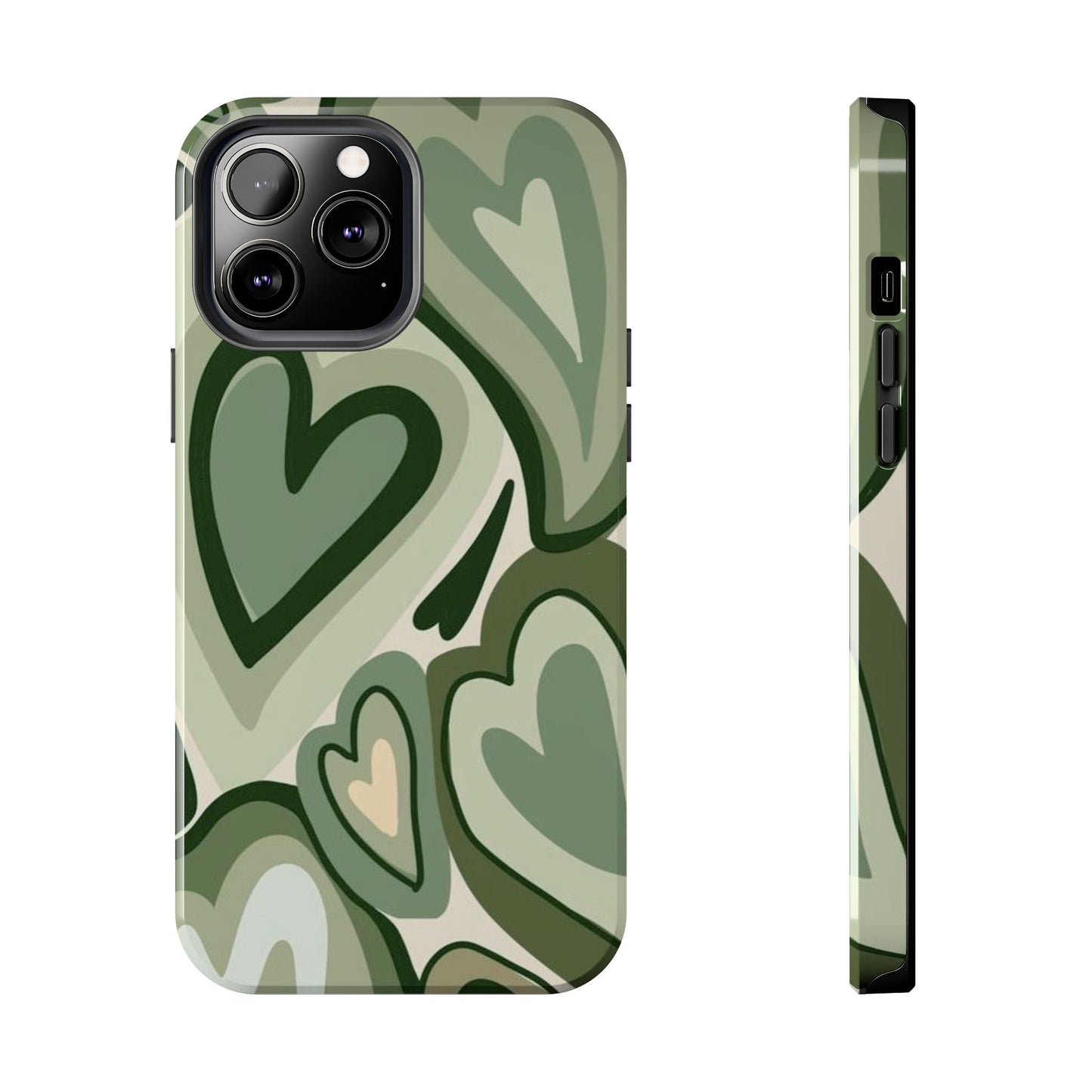 Heartfelt Patterned Tough Phone Cases, Cute Phone Cases, Gift for Her, Valentine's Day, Trendy Accessories, Nature-Inspired Design