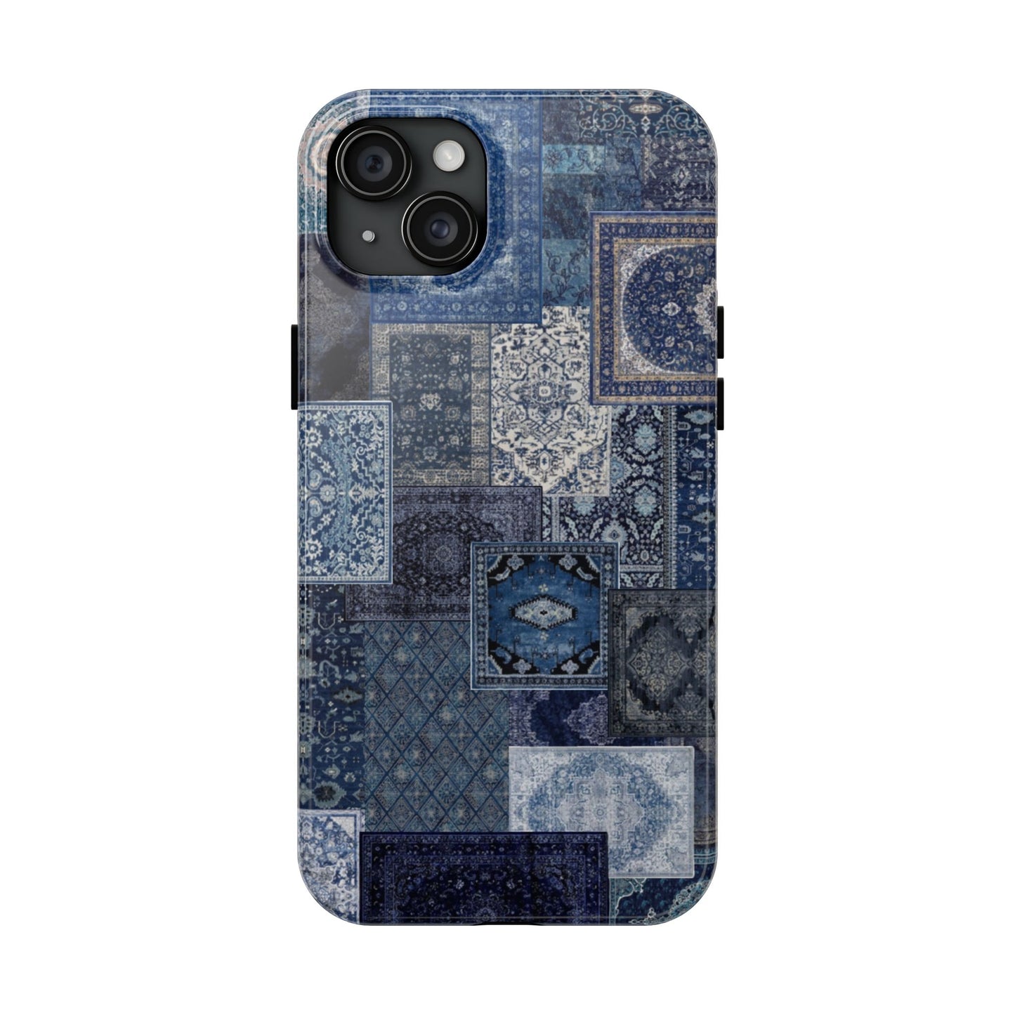 Vintage Rug Pattern Phone Cases, Tough Cases for iPhone, Stylish Smartphone Cover, Unique Gifts for Him/Her, Blue Design