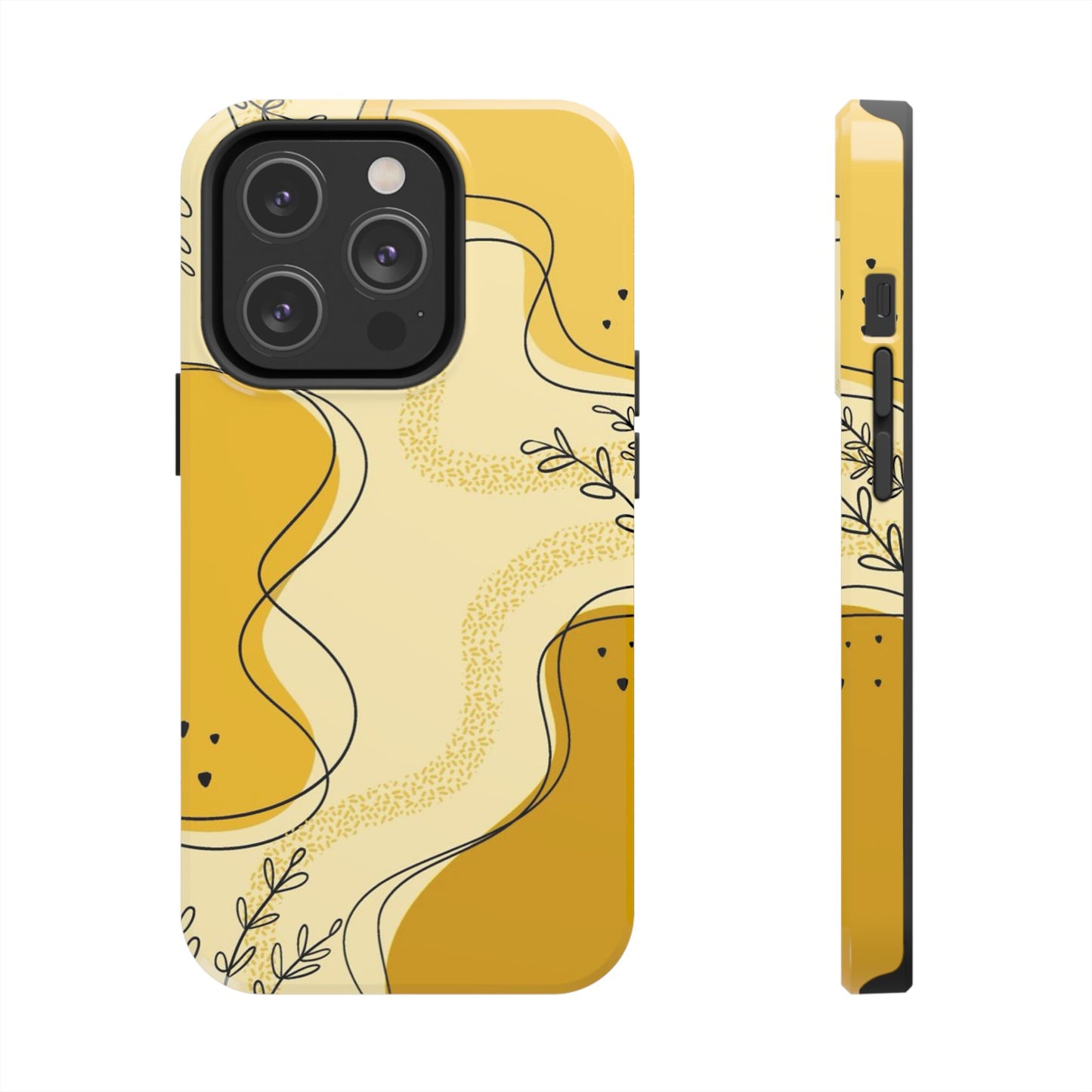 Artistic Yellow Phone Case, Tough Phone Protection, Modern Design, Gifts for Her, Phone Accessories, Unique Cell Phone Cover