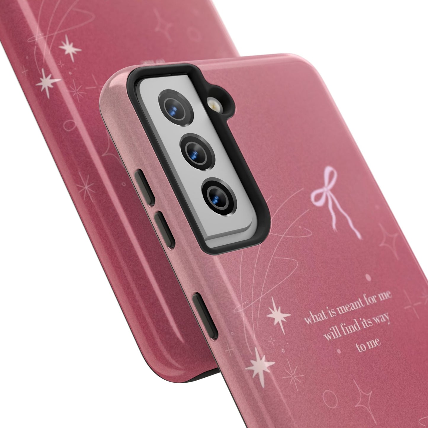 Inspirational Tough Phone Cases - Pink with Stars, Sturdy Protection, Gifts for Her, Motivational Quotes, Everyday Use