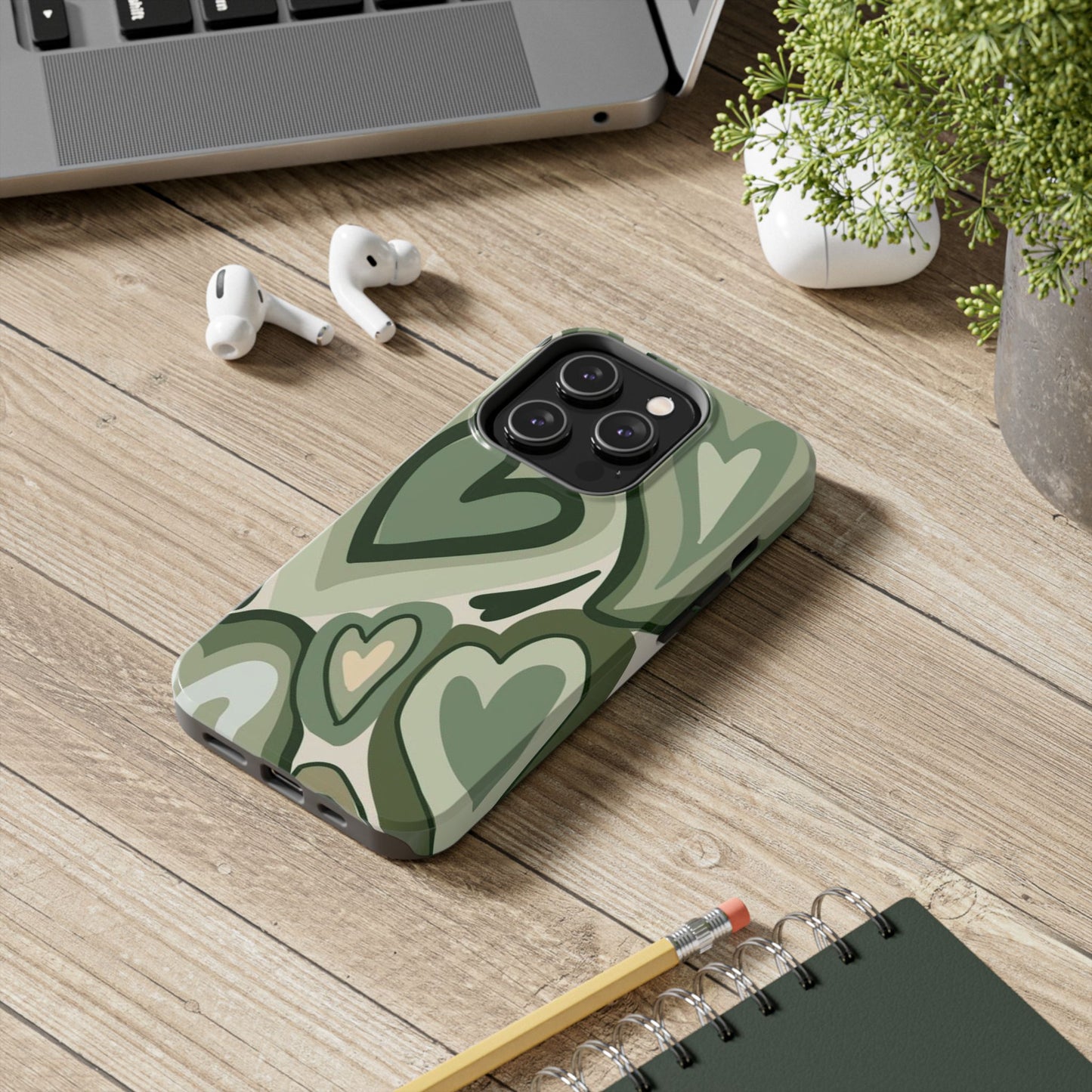 Heartfelt Patterned Tough Phone Cases, Cute Phone Cases, Gift for Her, Valentine's Day, Trendy Accessories, Nature-Inspired Design