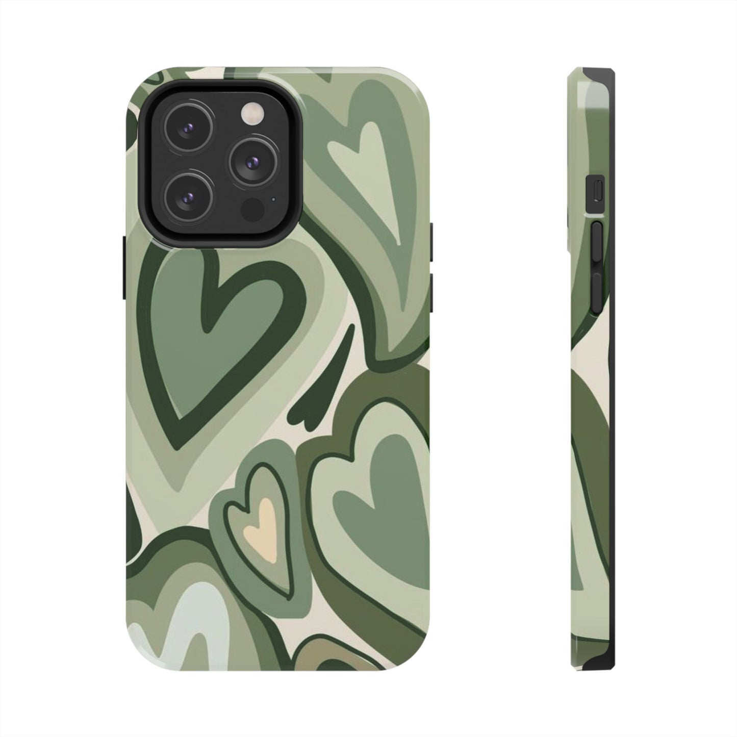 Heartfelt Patterned Tough Phone Cases, Cute Phone Cases, Gift for Her, Valentine's Day, Trendy Accessories, Nature-Inspired Design
