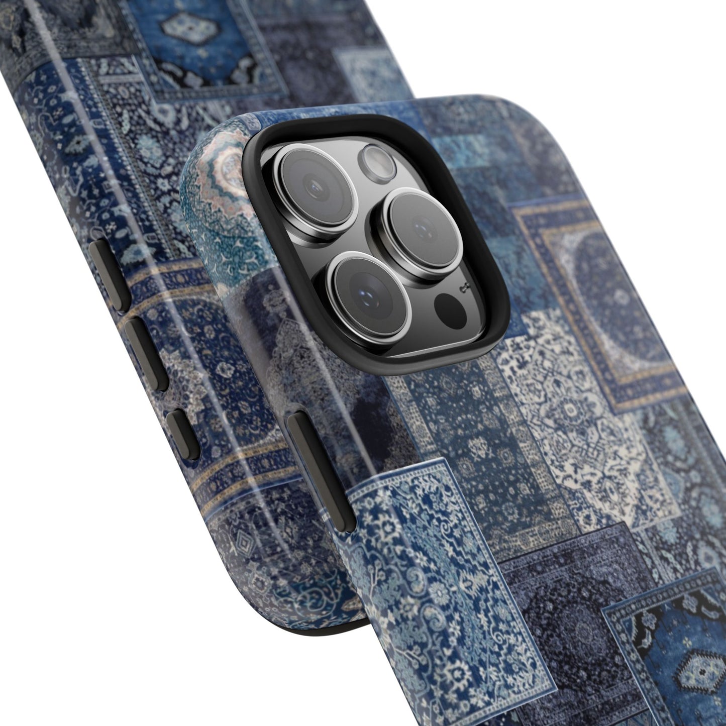 Vintage Rug Pattern Phone Cases, Tough Cases for iPhone, Stylish Smartphone Cover, Unique Gifts for Him/Her, Blue Design