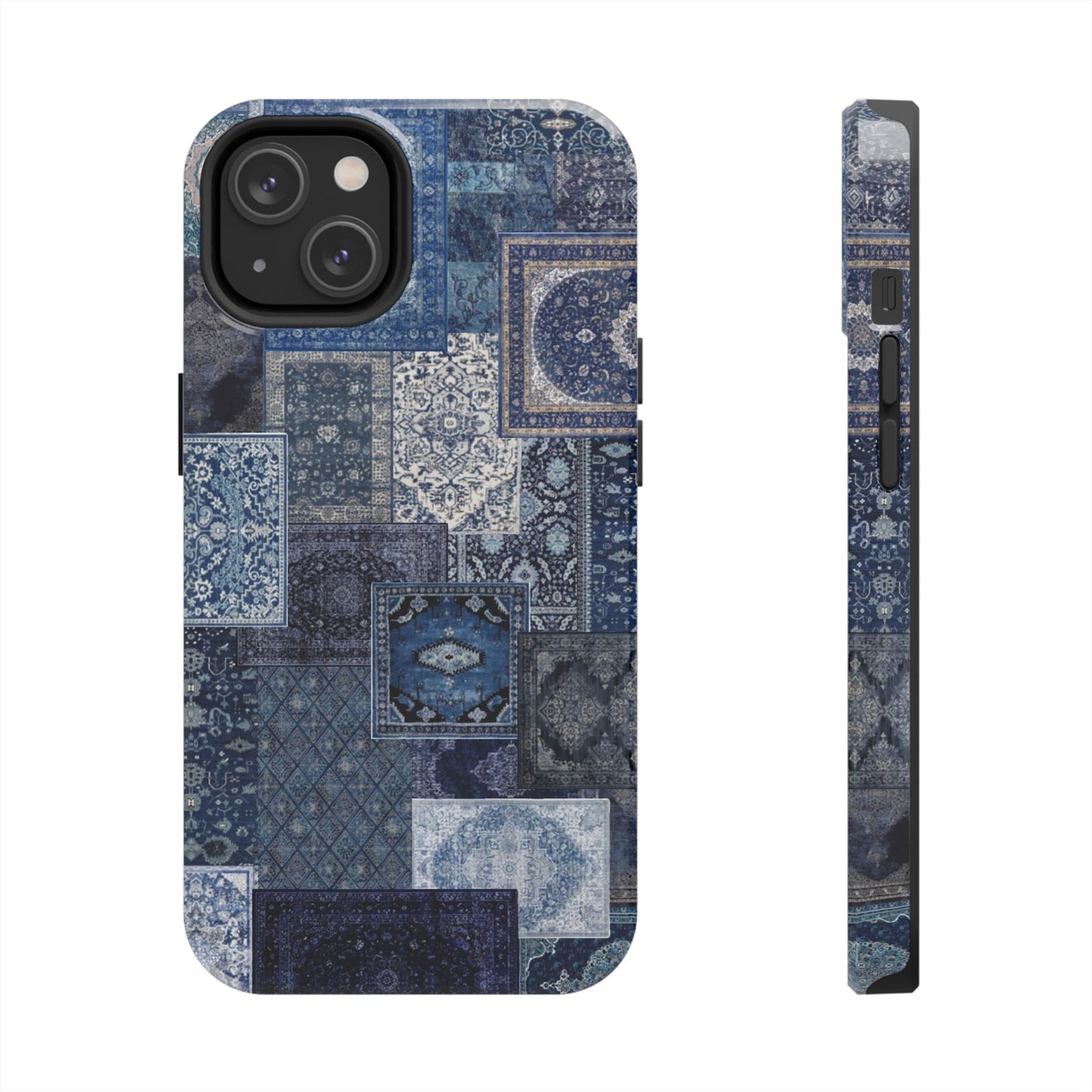 Vintage Rug Pattern Phone Cases, Tough Cases for iPhone, Stylish Smartphone Cover, Unique Gifts for Him/Her, Blue Design