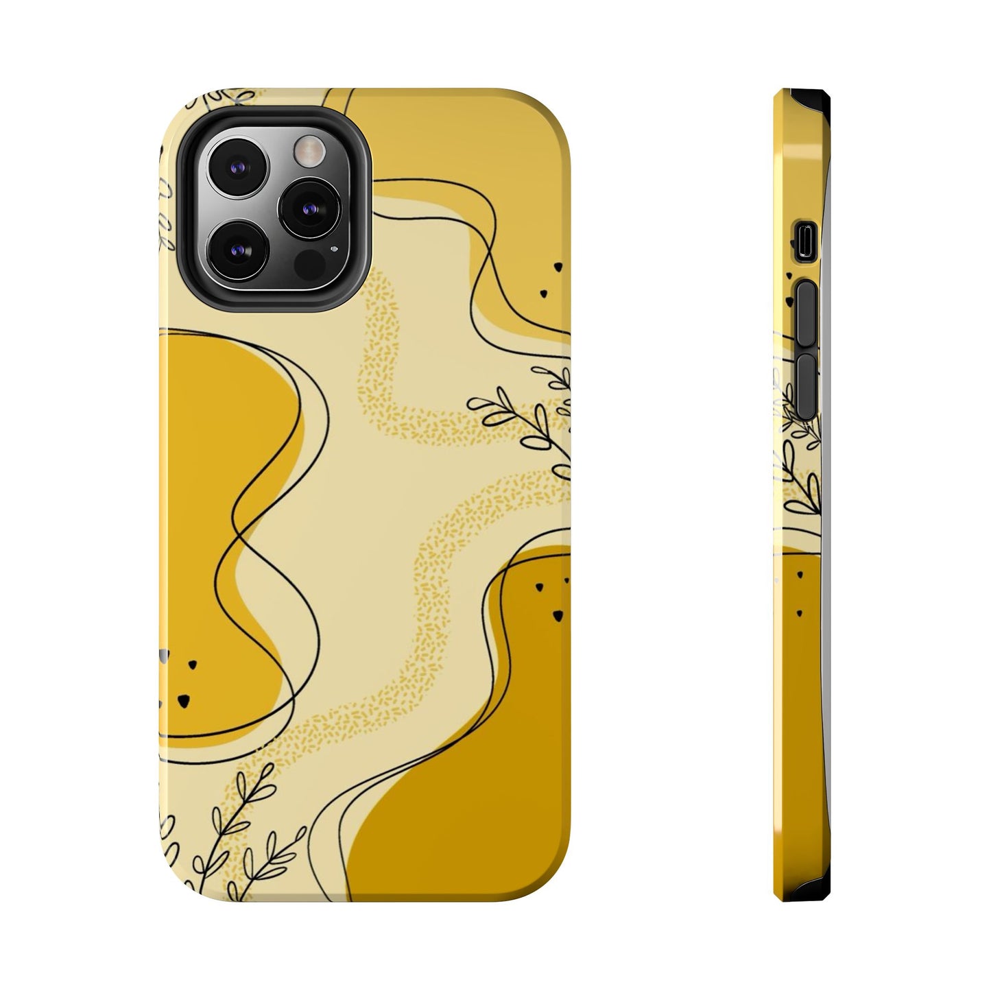 Artistic Yellow Phone Case, Tough Phone Protection, Modern Design, Gifts for Her, Phone Accessories, Unique Cell Phone Cover