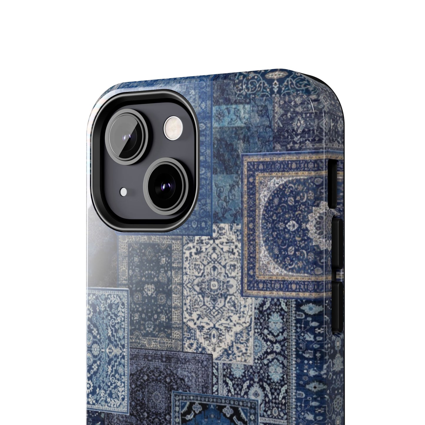 Vintage Rug Pattern Phone Cases, Tough Cases for iPhone, Stylish Smartphone Cover, Unique Gifts for Him/Her, Blue Design