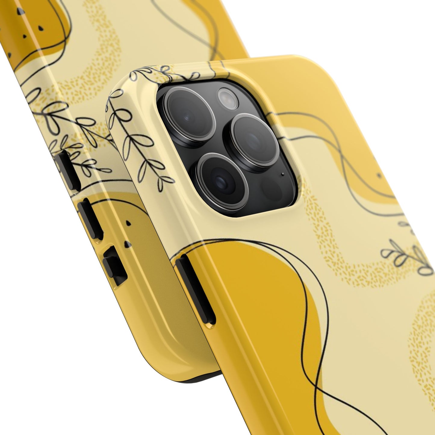 Artistic Yellow Phone Case, Tough Phone Protection, Modern Design, Gifts for Her, Phone Accessories, Unique Cell Phone Cover