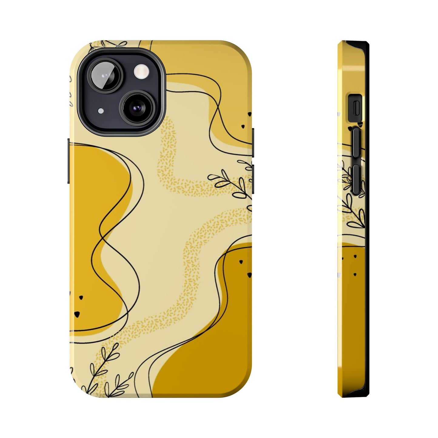 Artistic Yellow Phone Case, Tough Phone Protection, Modern Design, Gifts for Her, Phone Accessories, Unique Cell Phone Cover