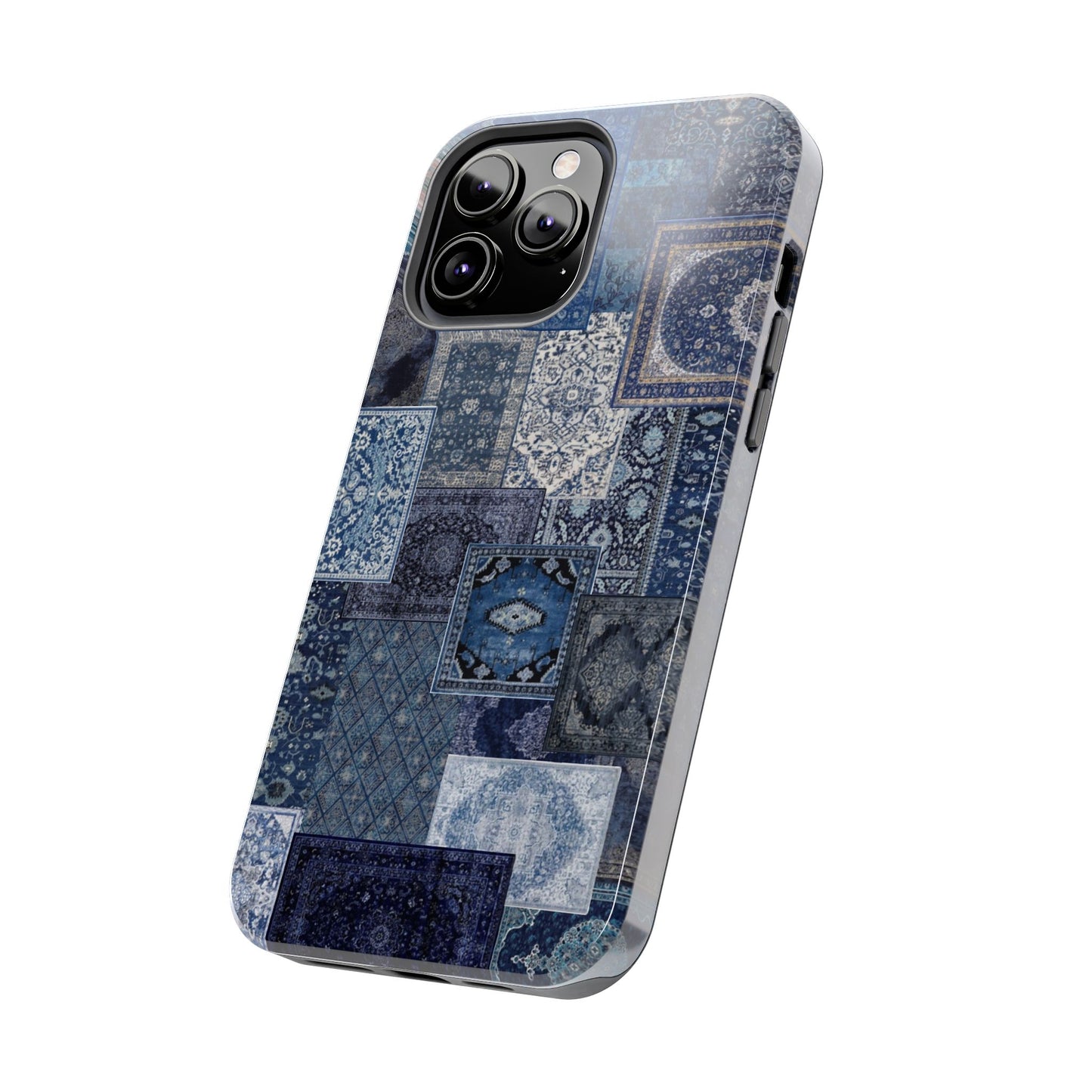 Vintage Rug Pattern Phone Cases, Tough Cases for iPhone, Stylish Smartphone Cover, Unique Gifts for Him/Her, Blue Design