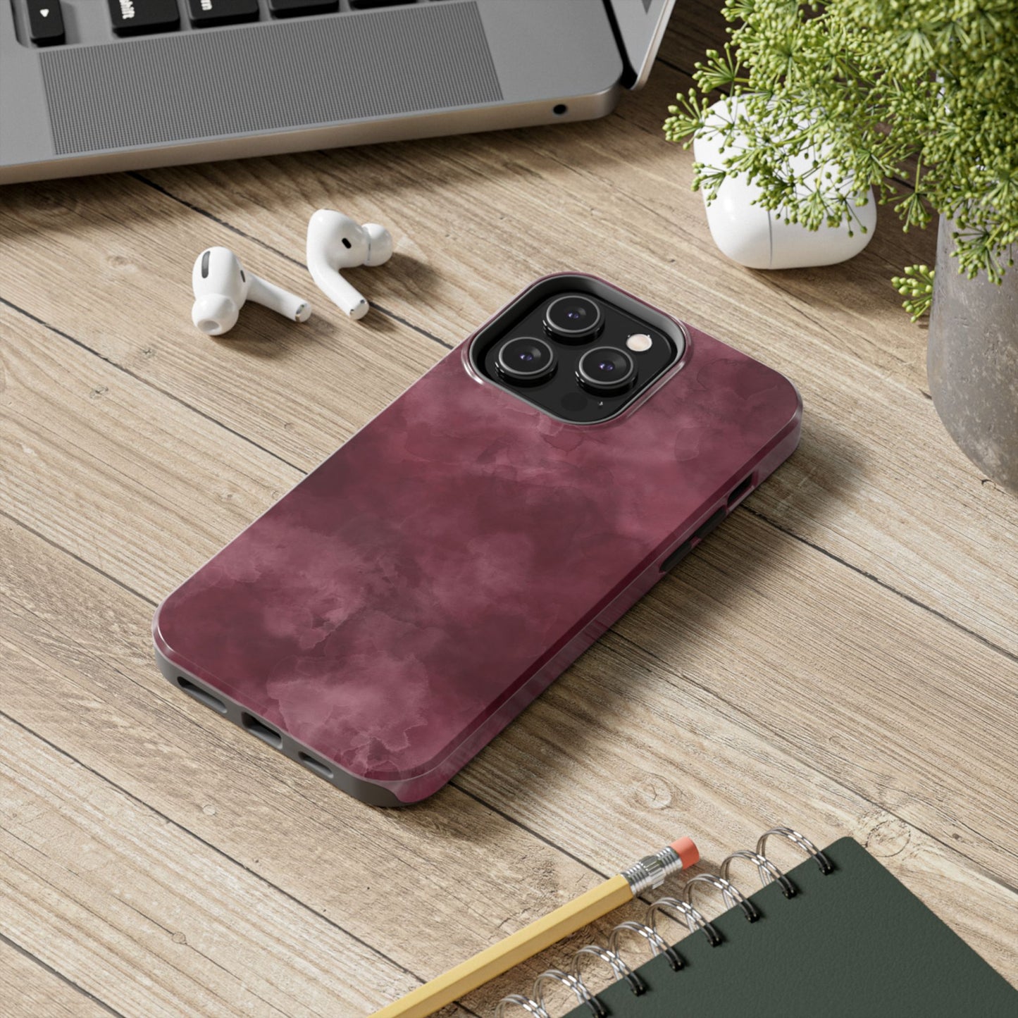 Elegant Burgundy Tough Phone Cases, Stylish Phone Cover, Durable Phone Protector, Unique Gift, Trendy Tech Accessories