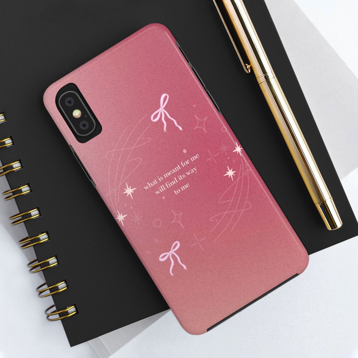 Inspirational Tough Phone Cases - Pink with Stars, Sturdy Protection, Gifts for Her, Motivational Quotes, Everyday Use