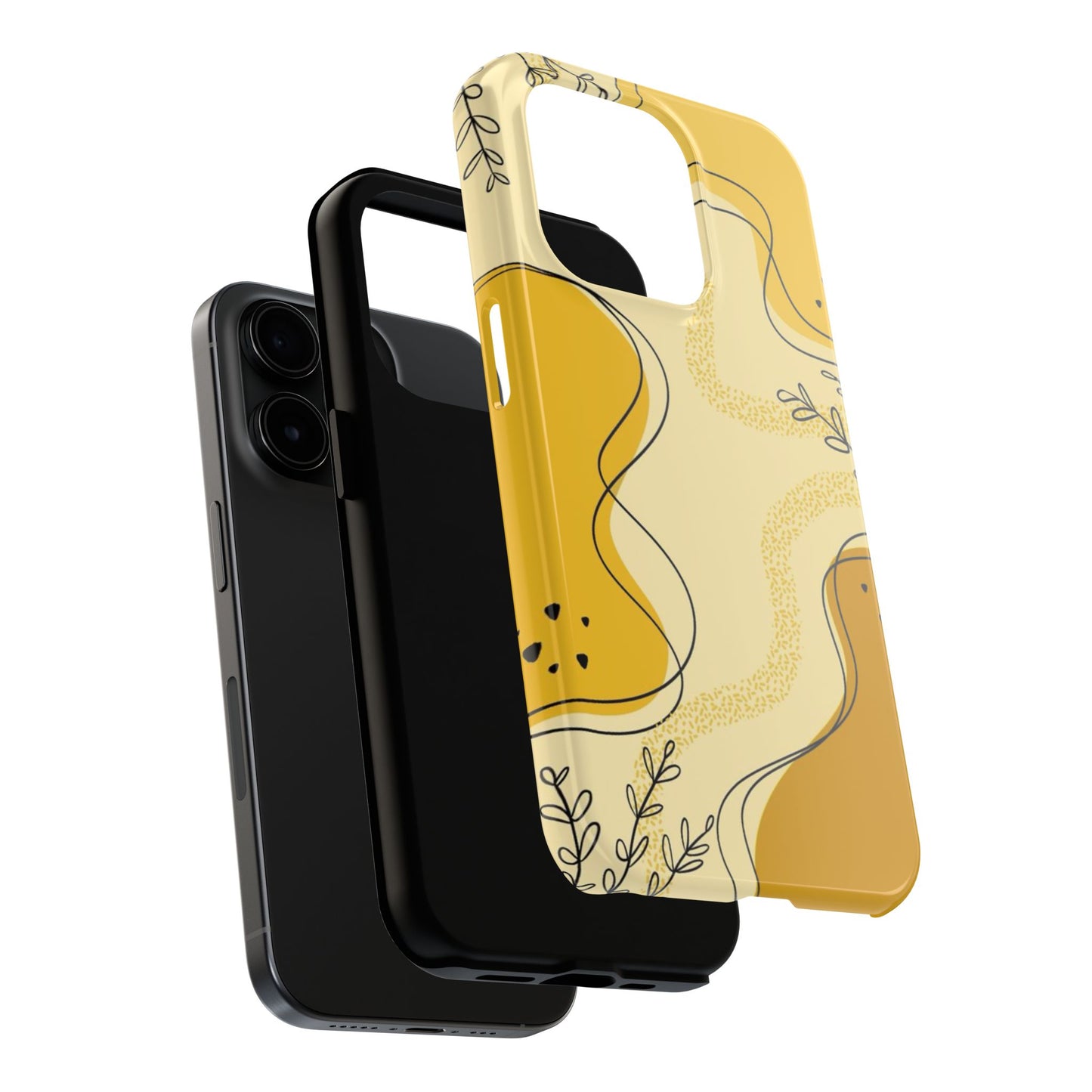 Artistic Yellow Phone Case, Tough Phone Protection, Modern Design, Gifts for Her, Phone Accessories, Unique Cell Phone Cover