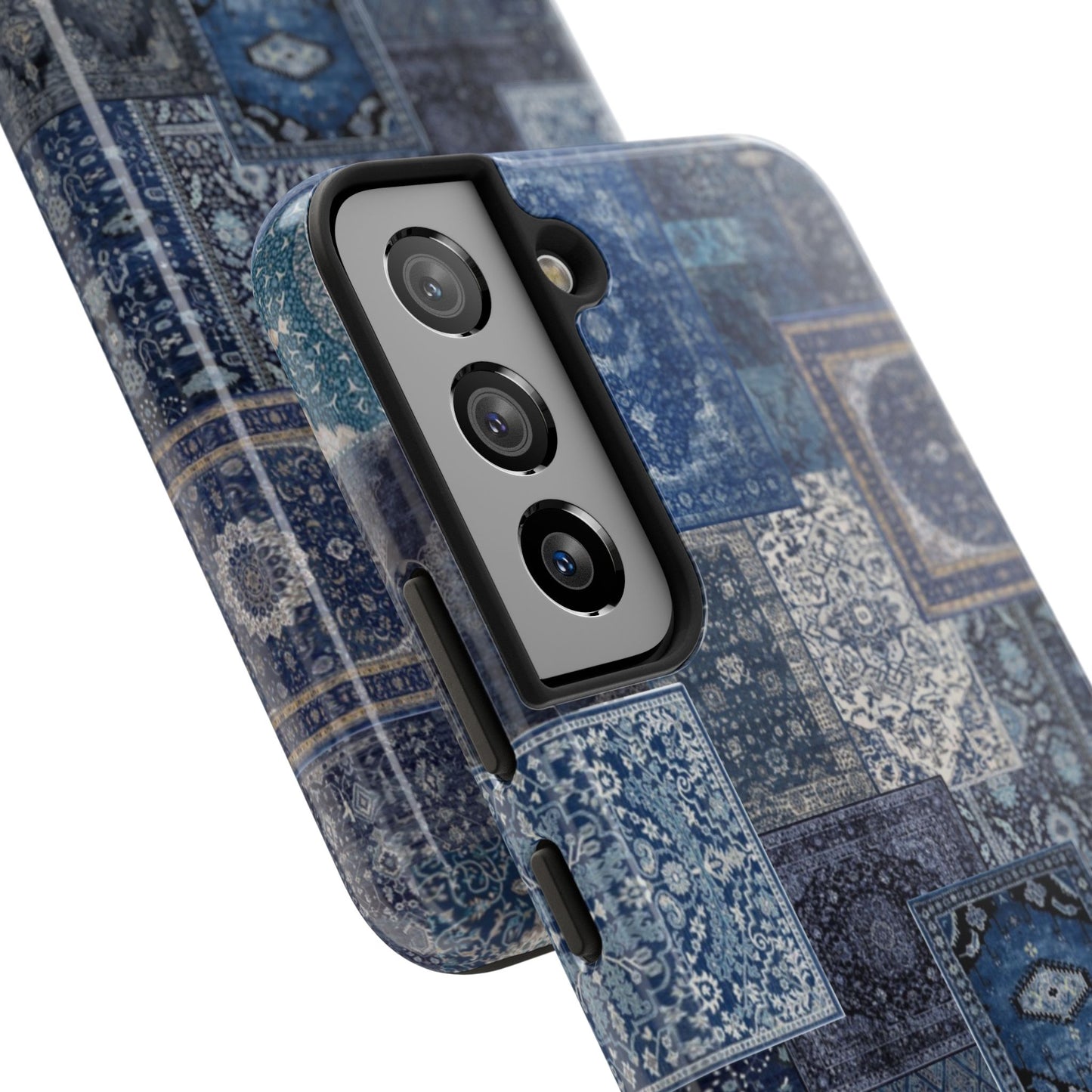 Vintage Rug Pattern Phone Cases, Tough Cases for iPhone, Stylish Smartphone Cover, Unique Gifts for Him/Her, Blue Design