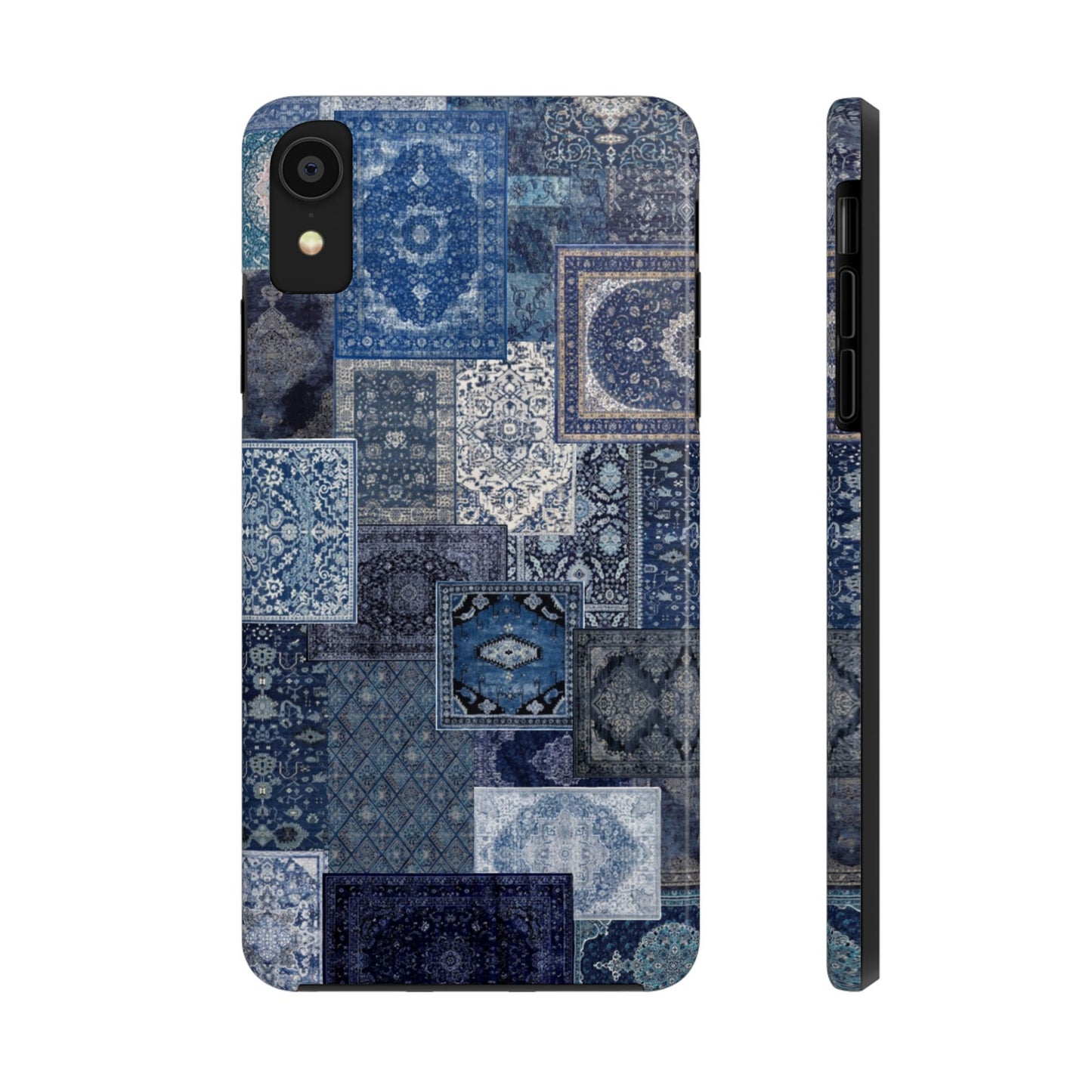 Vintage Rug Pattern Phone Cases, Tough Cases for iPhone, Stylish Smartphone Cover, Unique Gifts for Him/Her, Blue Design