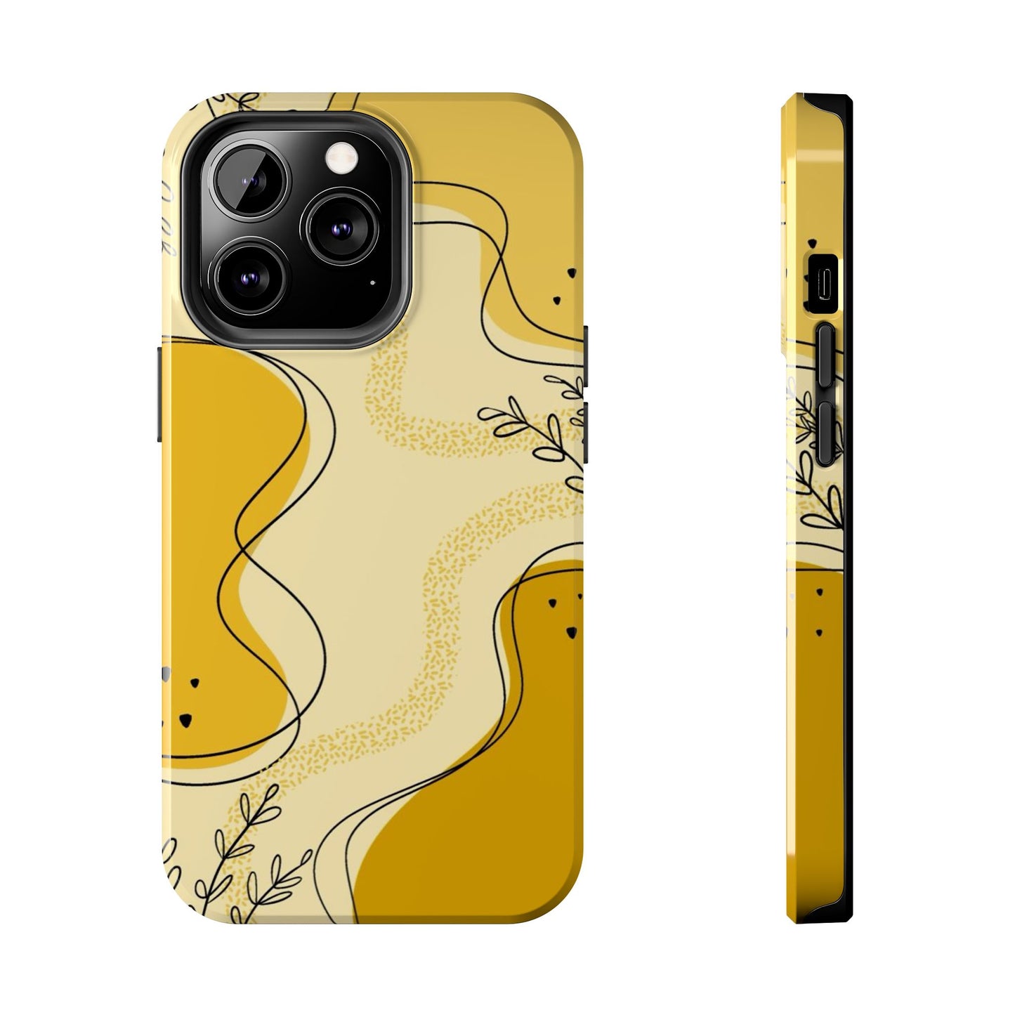 Artistic Yellow Phone Case, Tough Phone Protection, Modern Design, Gifts for Her, Phone Accessories, Unique Cell Phone Cover
