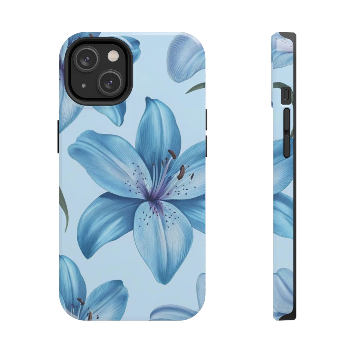 Blue Floral Tough Phone Cases, Floral Phone Cover, Gift for Her, Summer Aesthetic, Smartphone Protector, Durable Case