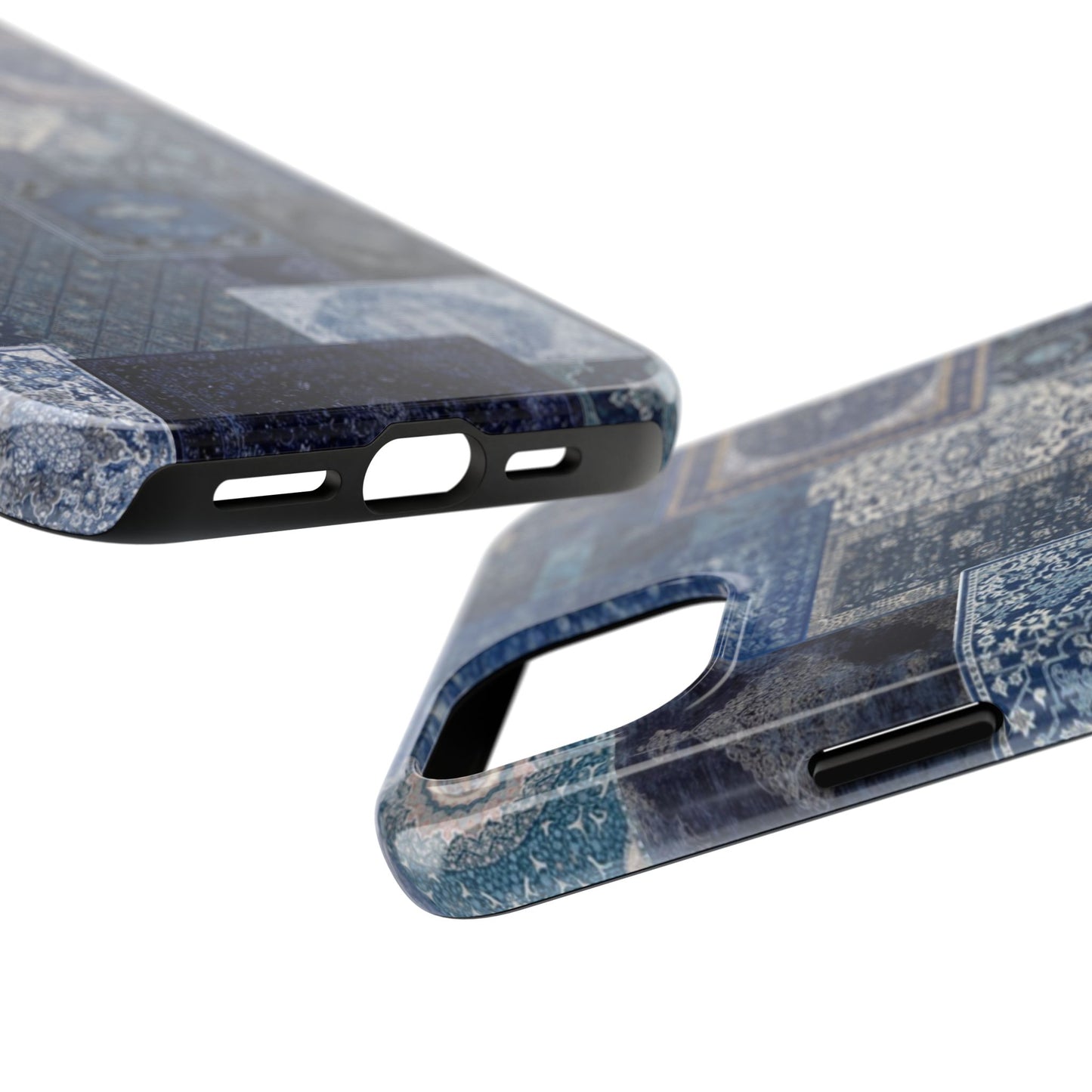 Vintage Rug Pattern Phone Cases, Tough Cases for iPhone, Stylish Smartphone Cover, Unique Gifts for Him/Her, Blue Design