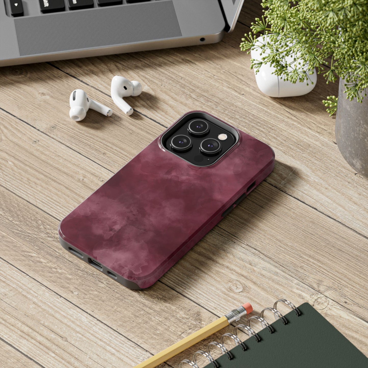 Elegant Burgundy Tough Phone Cases, Stylish Phone Cover, Durable Phone Protector, Unique Gift, Trendy Tech Accessories