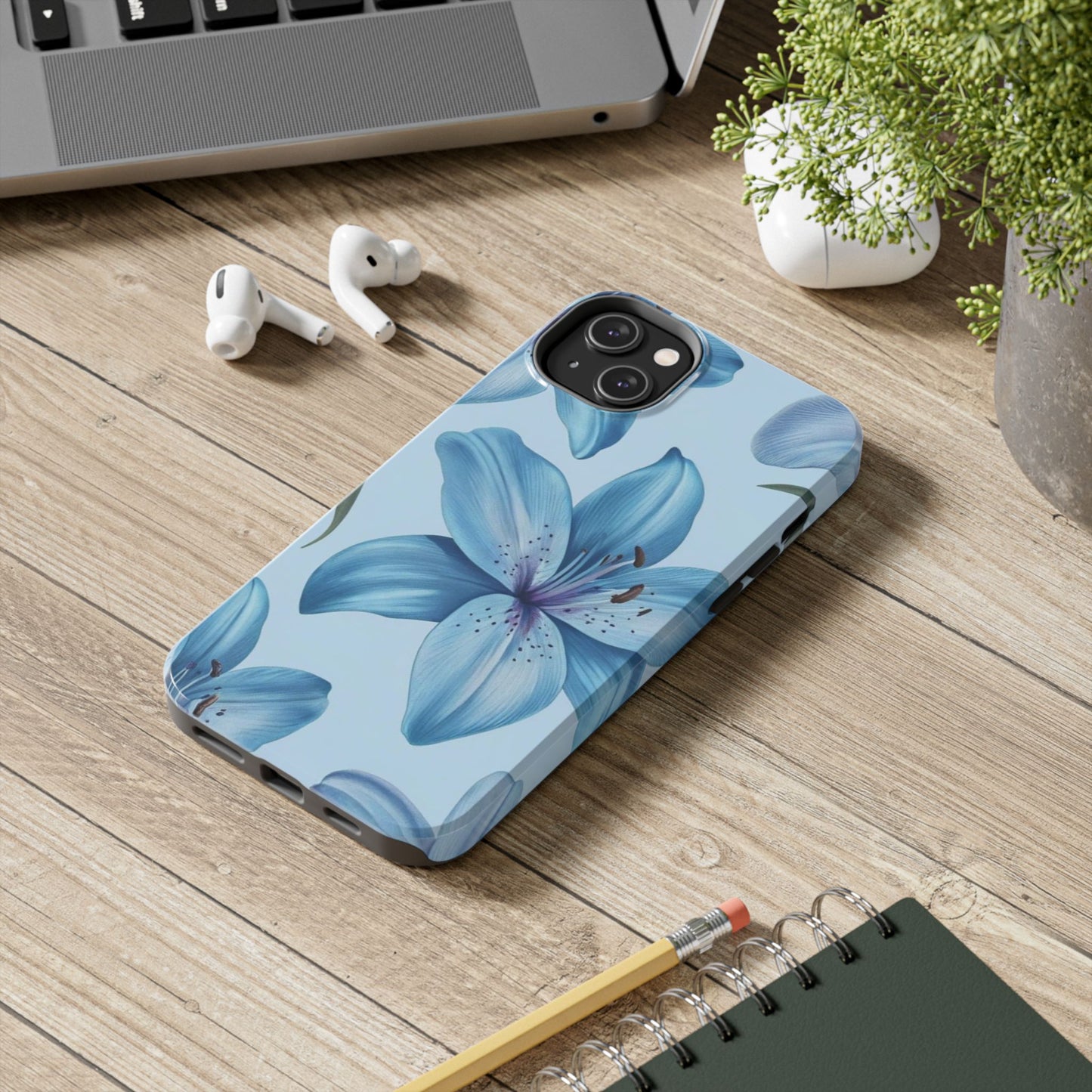 Blue Floral Tough Phone Cases, Floral Phone Cover, Gift for Her, Summer Aesthetic, Smartphone Protector, Durable Case
