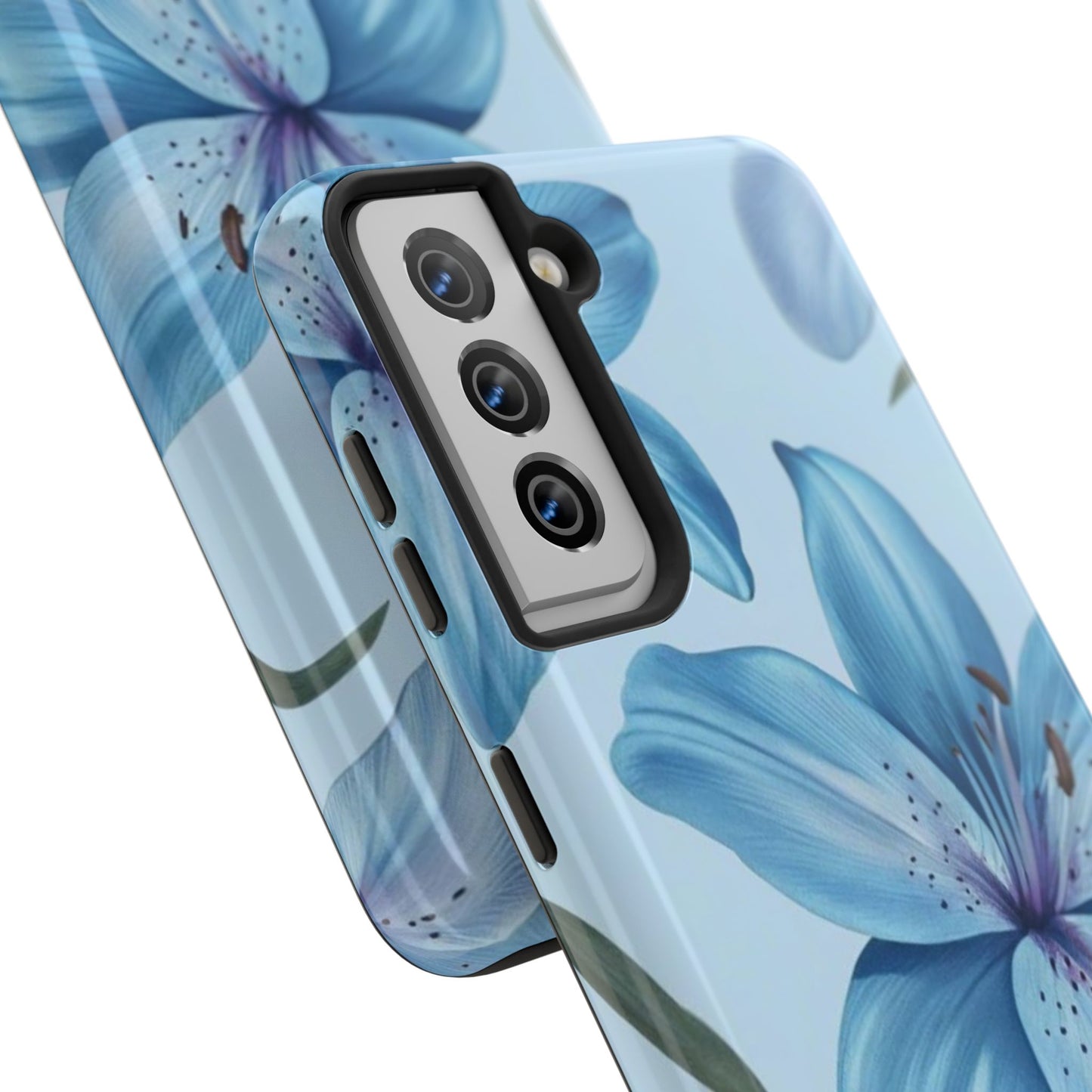Blue Floral Tough Phone Cases, Floral Phone Cover, Gift for Her, Summer Aesthetic, Smartphone Protector, Durable Case