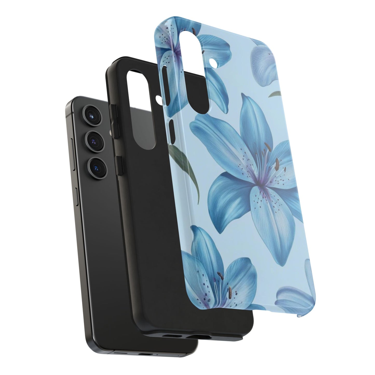 Blue Floral Tough Phone Cases, Floral Phone Cover, Gift for Her, Summer Aesthetic, Smartphone Protector, Durable Case