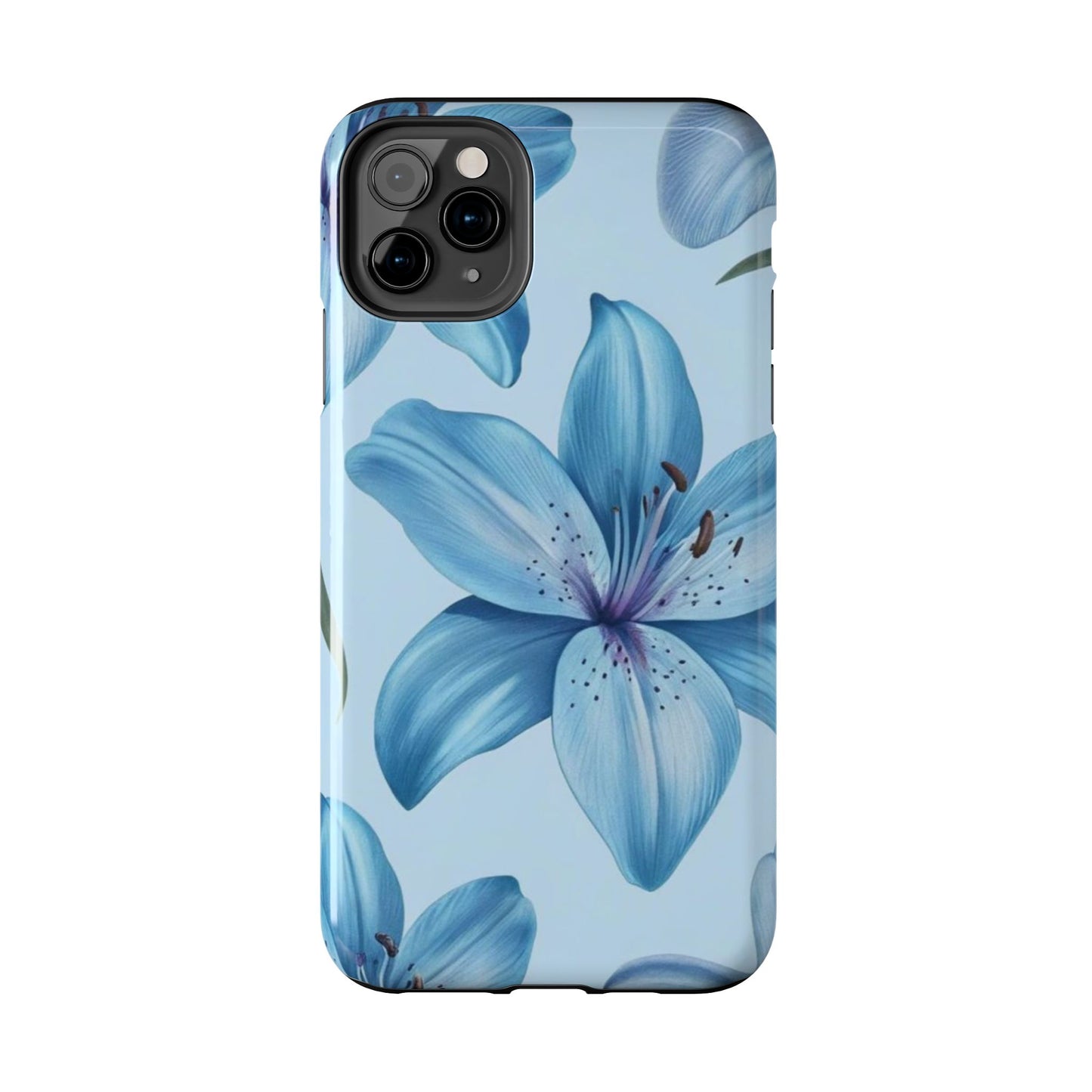 Blue Floral Tough Phone Cases, Floral Phone Cover, Gift for Her, Summer Aesthetic, Smartphone Protector, Durable Case