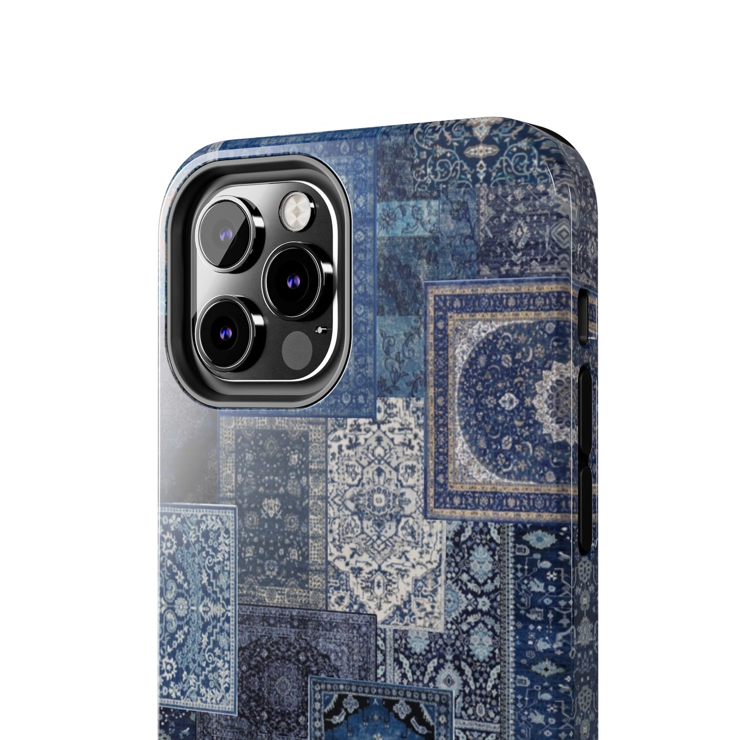 Vintage Rug Pattern Phone Cases, Tough Cases for iPhone, Stylish Smartphone Cover, Unique Gifts for Him/Her, Blue Design