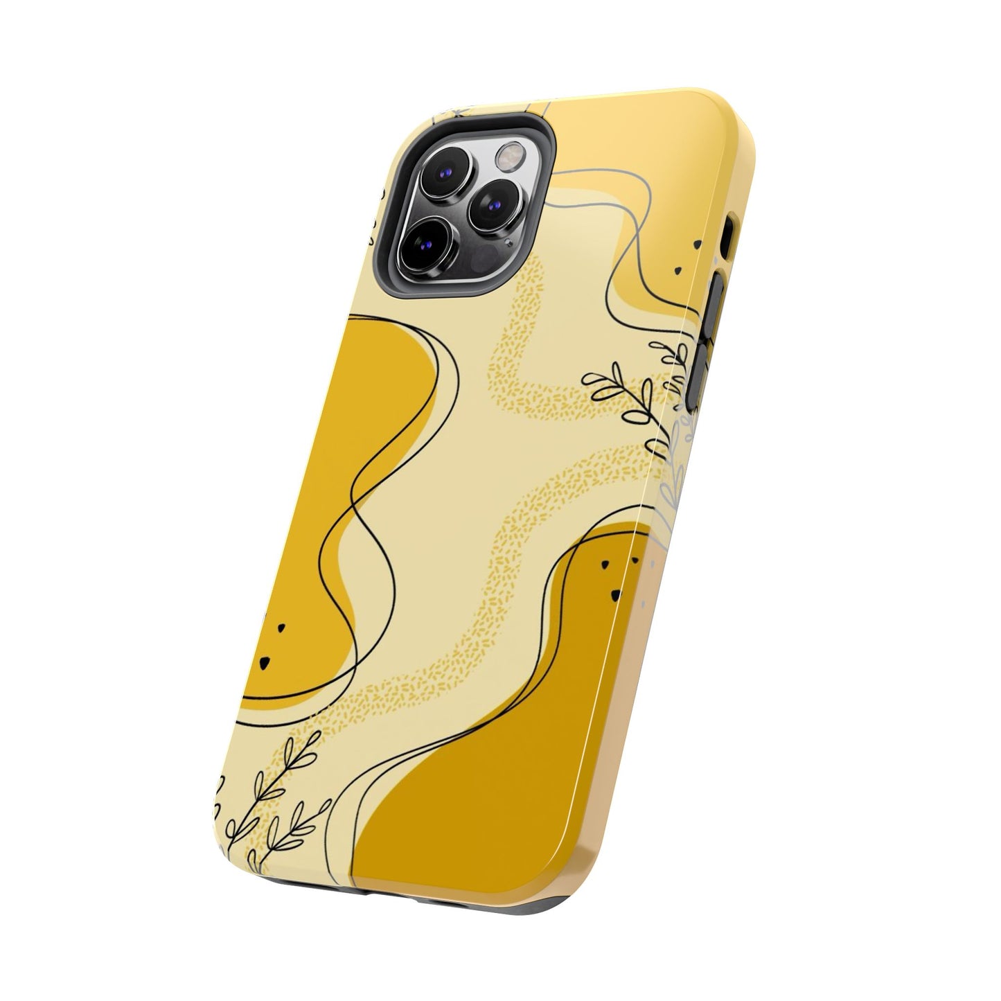 Artistic Yellow Phone Case, Tough Phone Protection, Modern Design, Gifts for Her, Phone Accessories, Unique Cell Phone Cover