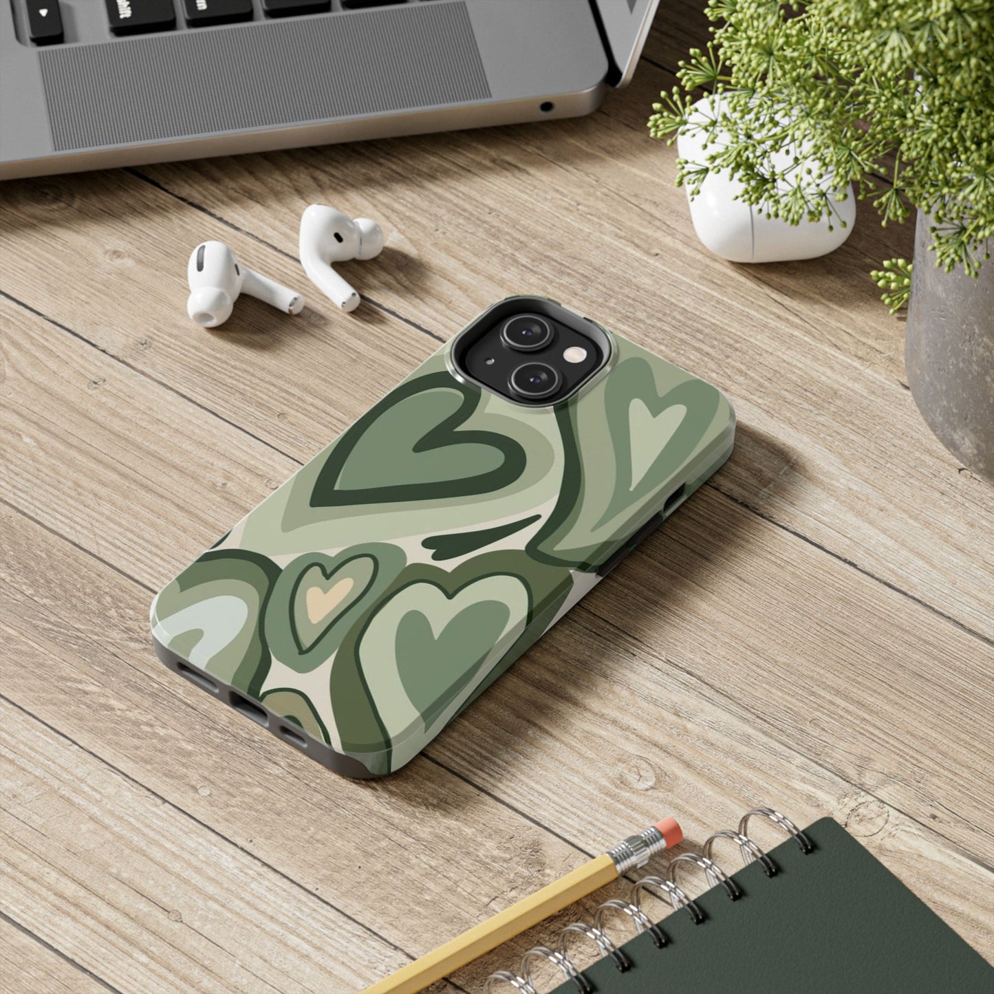 Heartfelt Patterned Tough Phone Cases, Cute Phone Cases, Gift for Her, Valentine's Day, Trendy Accessories, Nature-Inspired Design