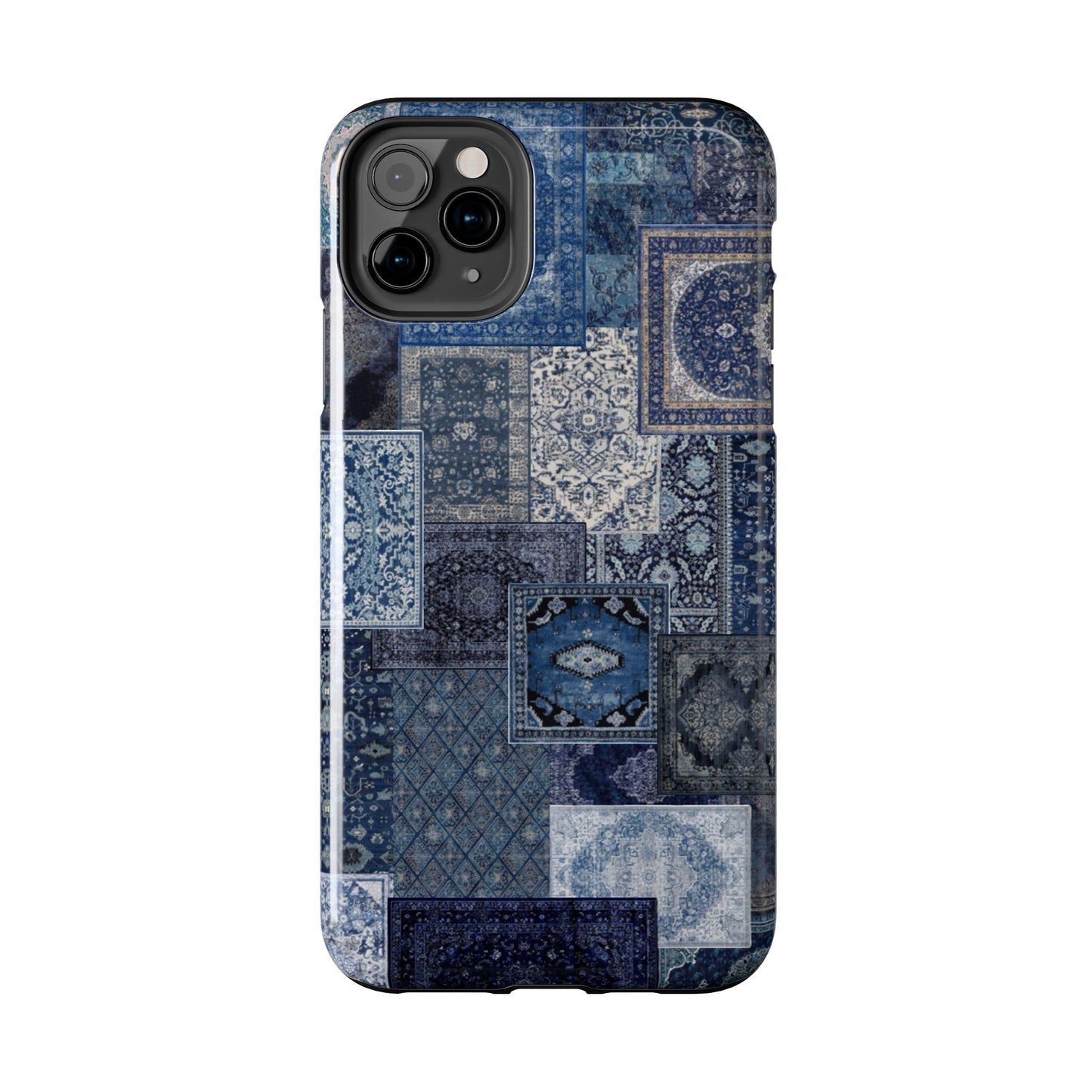 Vintage Rug Pattern Phone Cases, Tough Cases for iPhone, Stylish Smartphone Cover, Unique Gifts for Him/Her, Blue Design