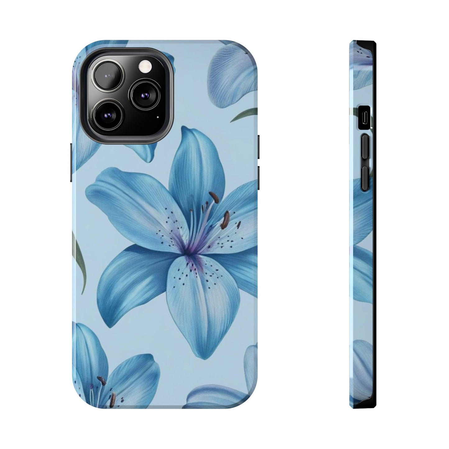 Blue Floral Tough Phone Cases, Floral Phone Cover, Gift for Her, Summer Aesthetic, Smartphone Protector, Durable Case
