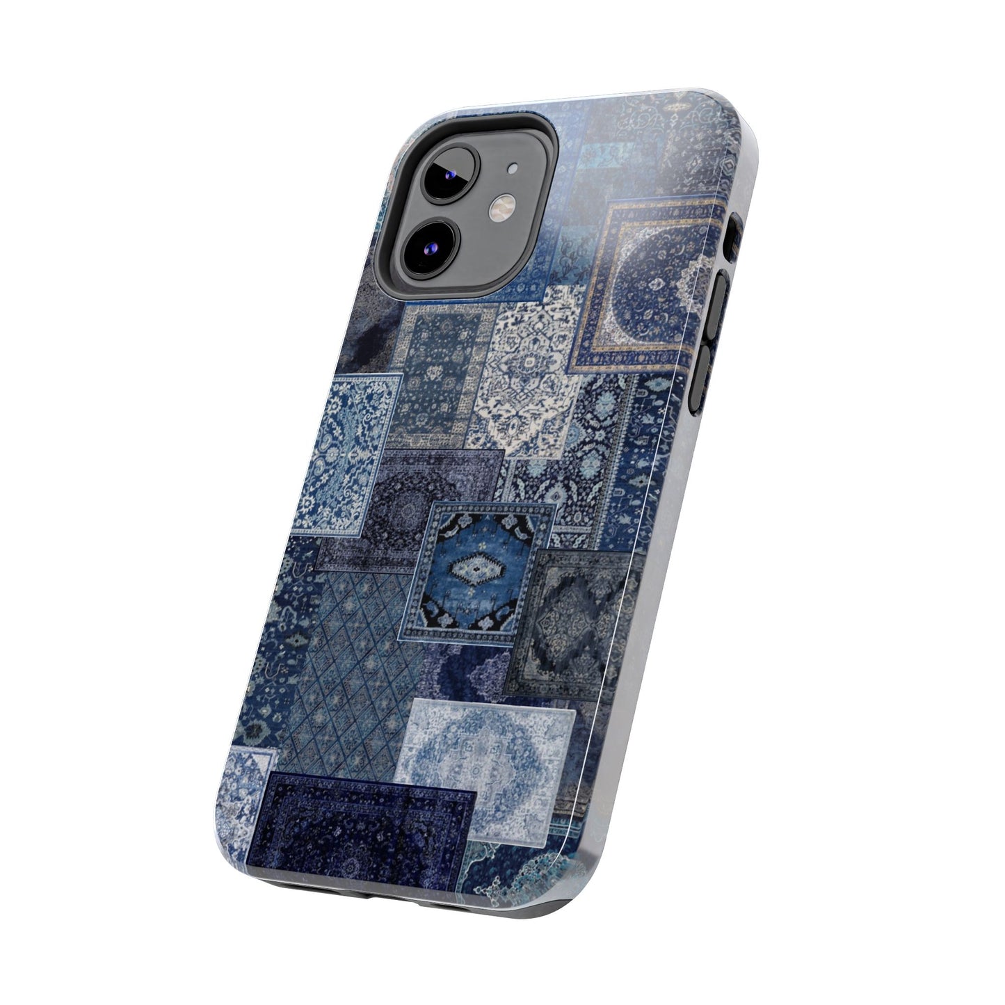 Vintage Rug Pattern Phone Cases, Tough Cases for iPhone, Stylish Smartphone Cover, Unique Gifts for Him/Her, Blue Design