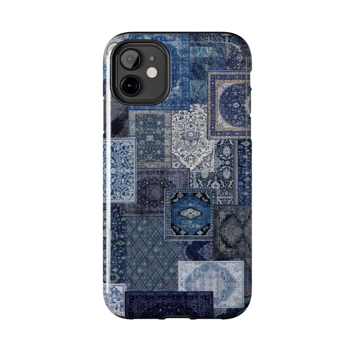 Vintage Rug Pattern Phone Cases, Tough Cases for iPhone, Stylish Smartphone Cover, Unique Gifts for Him/Her, Blue Design