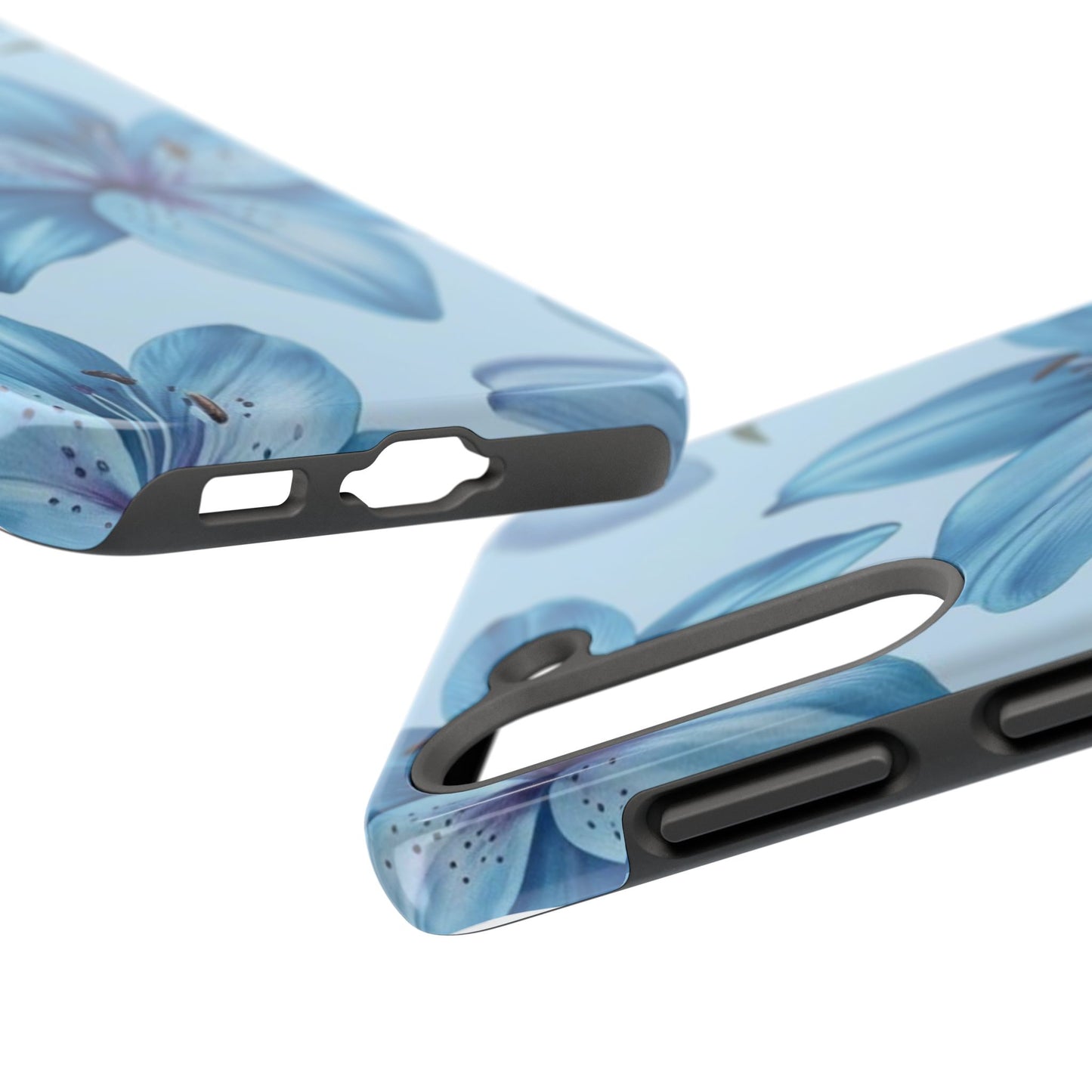 Blue Floral Tough Phone Cases, Floral Phone Cover, Gift for Her, Summer Aesthetic, Smartphone Protector, Durable Case