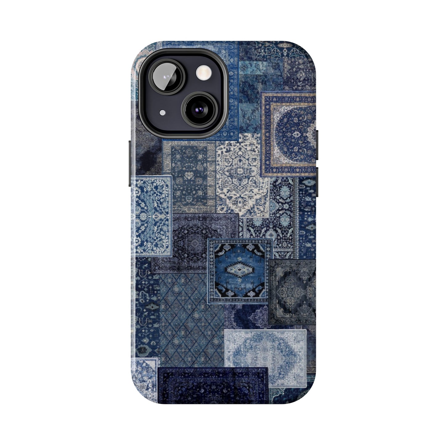 Vintage Rug Pattern Phone Cases, Tough Cases for iPhone, Stylish Smartphone Cover, Unique Gifts for Him/Her, Blue Design