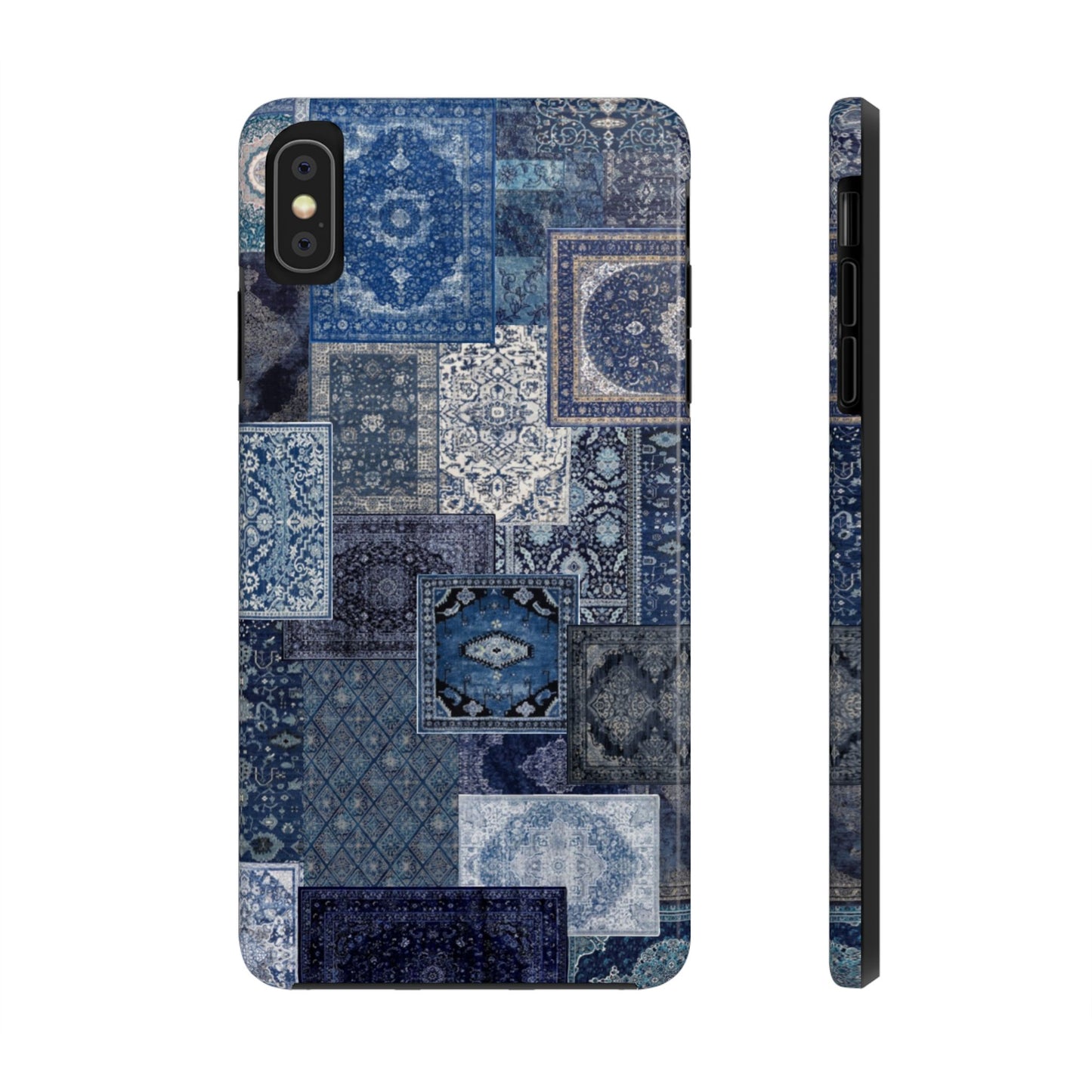 Vintage Rug Pattern Phone Cases, Tough Cases for iPhone, Stylish Smartphone Cover, Unique Gifts for Him/Her, Blue Design
