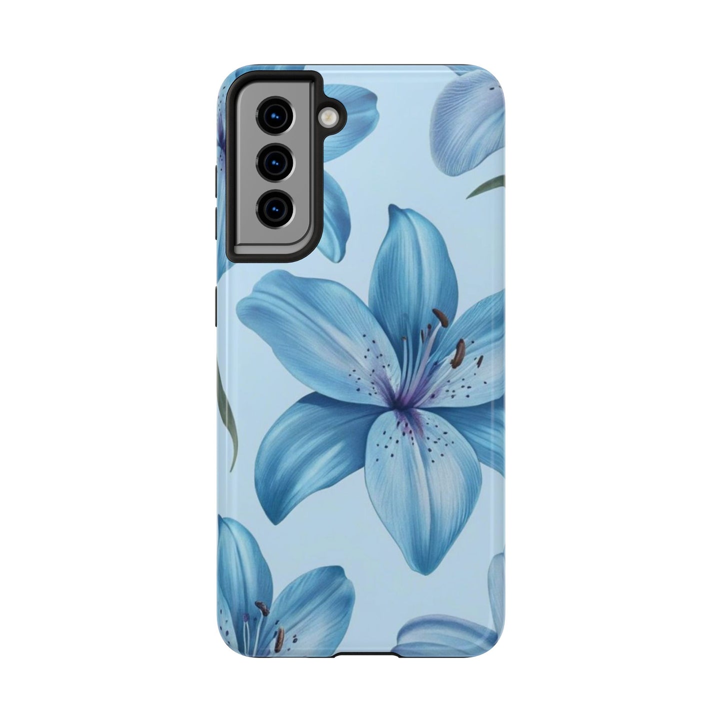 Blue Floral Tough Phone Cases, Floral Phone Cover, Gift for Her, Summer Aesthetic, Smartphone Protector, Durable Case