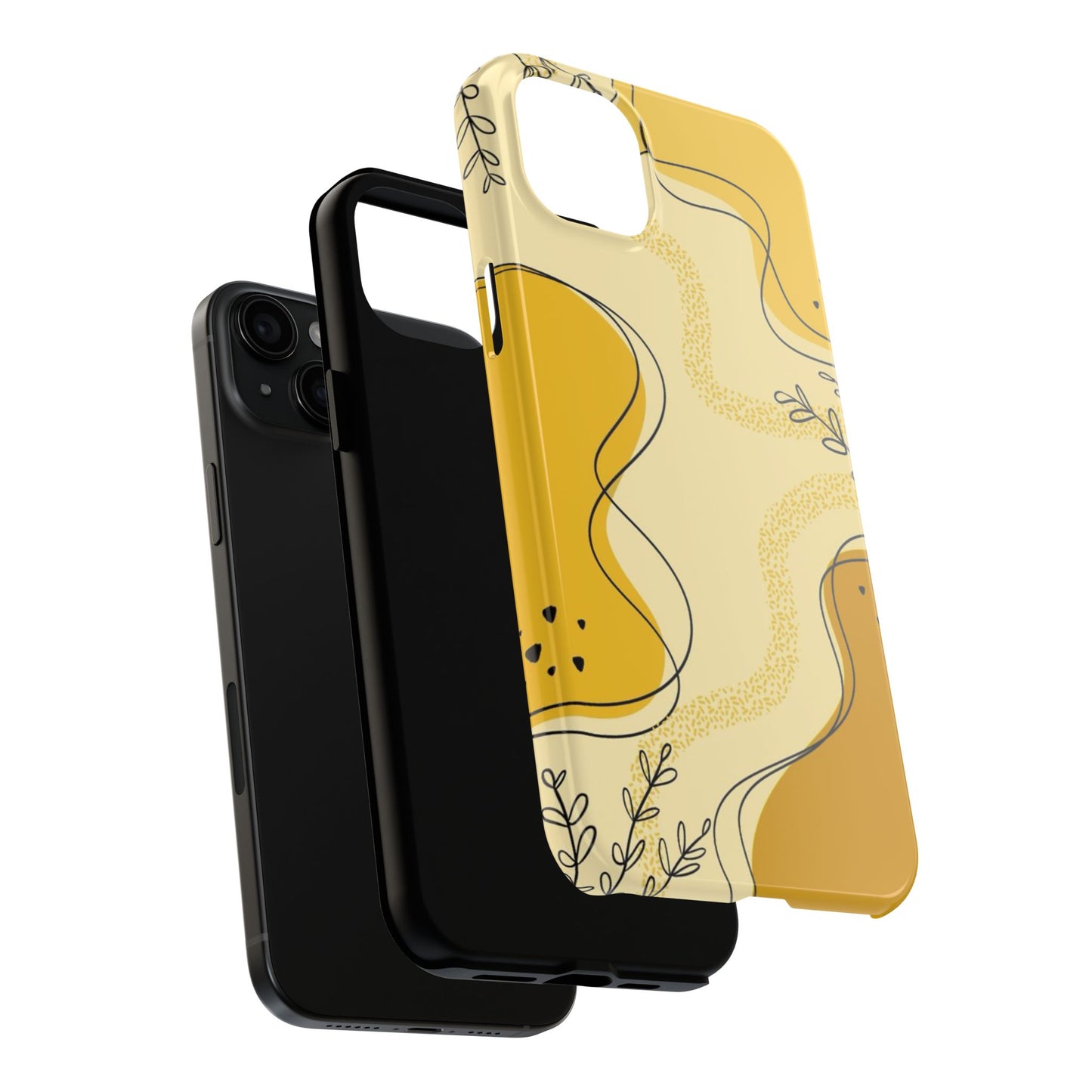 Artistic Yellow Phone Case, Tough Phone Protection, Modern Design, Gifts for Her, Phone Accessories, Unique Cell Phone Cover
