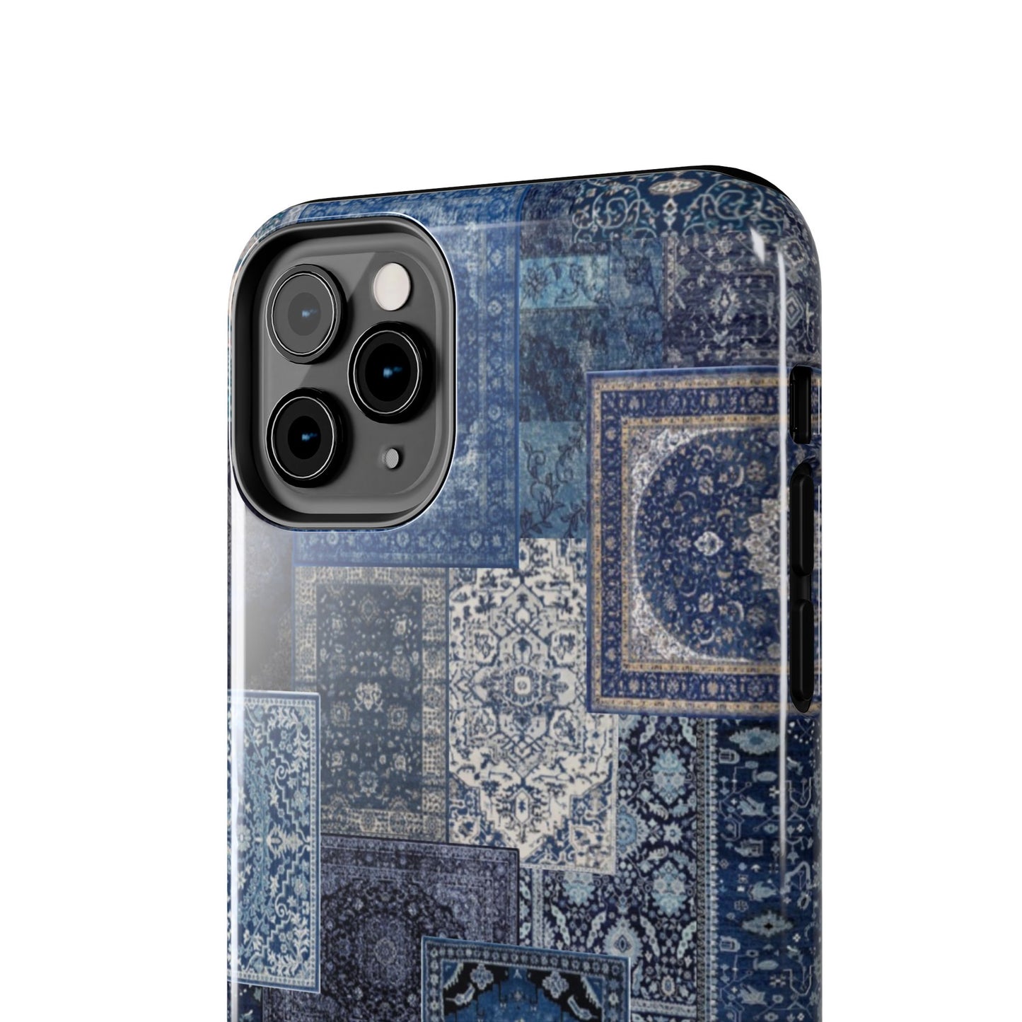 Vintage Rug Pattern Phone Cases, Tough Cases for iPhone, Stylish Smartphone Cover, Unique Gifts for Him/Her, Blue Design