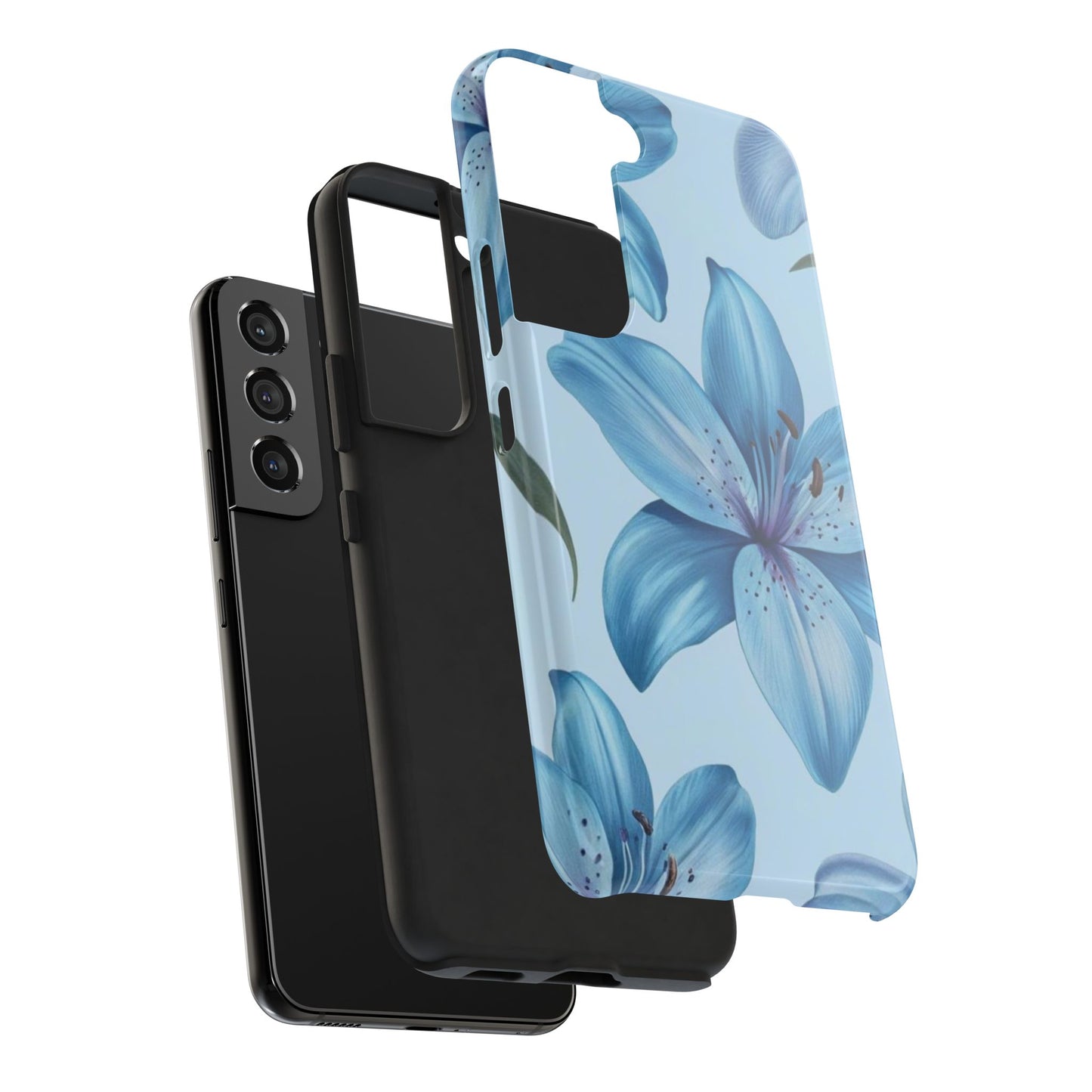 Blue Floral Tough Phone Cases, Floral Phone Cover, Gift for Her, Summer Aesthetic, Smartphone Protector, Durable Case