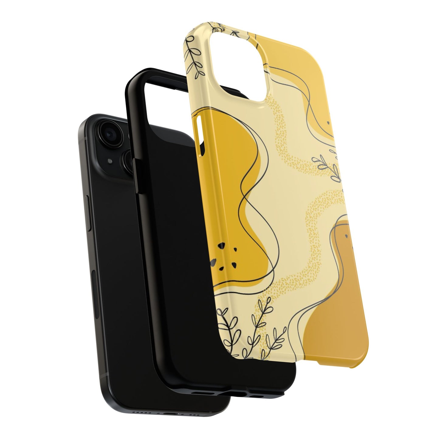 Artistic Yellow Phone Case, Tough Phone Protection, Modern Design, Gifts for Her, Phone Accessories, Unique Cell Phone Cover