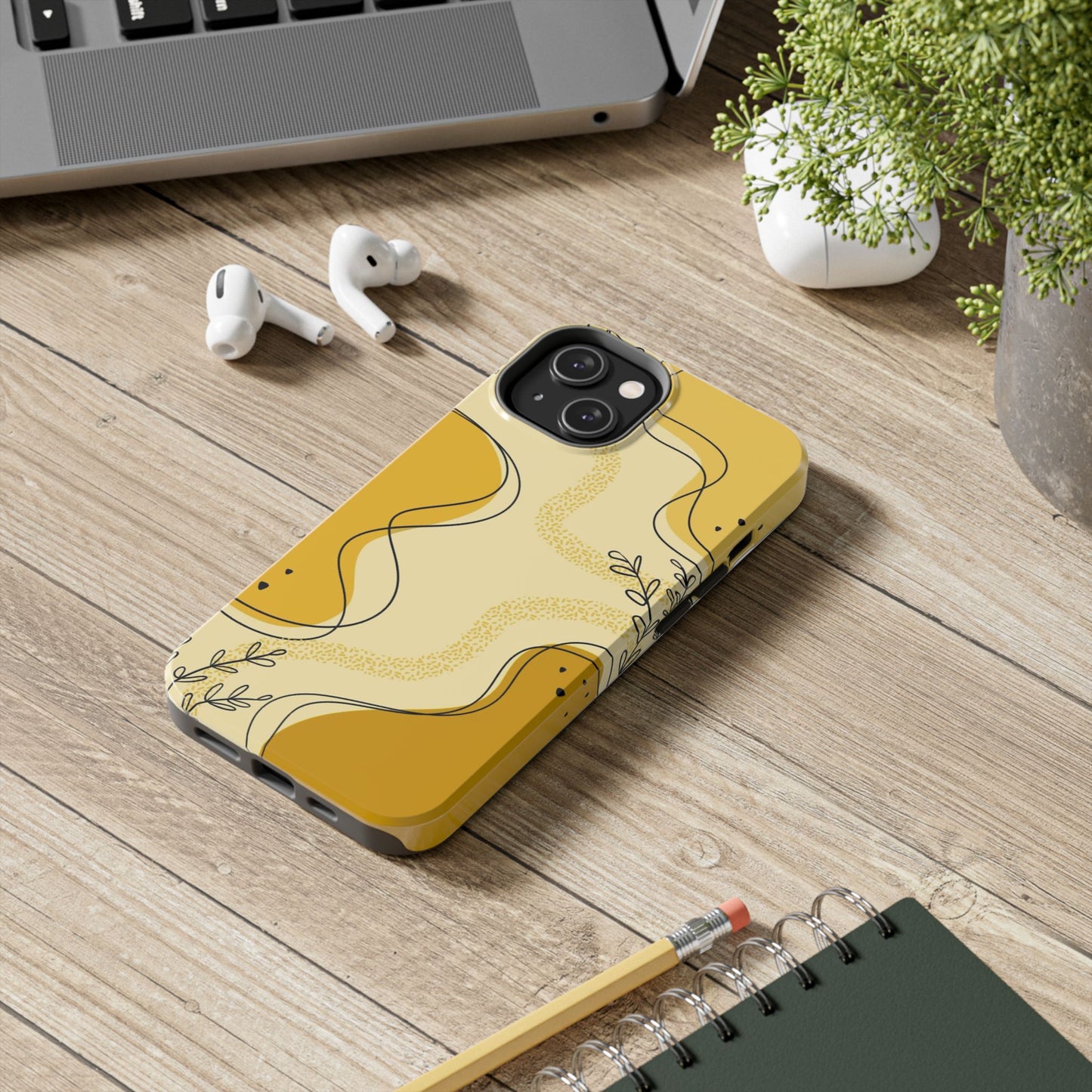 Artistic Yellow Phone Case, Tough Phone Protection, Modern Design, Gifts for Her, Phone Accessories, Unique Cell Phone Cover