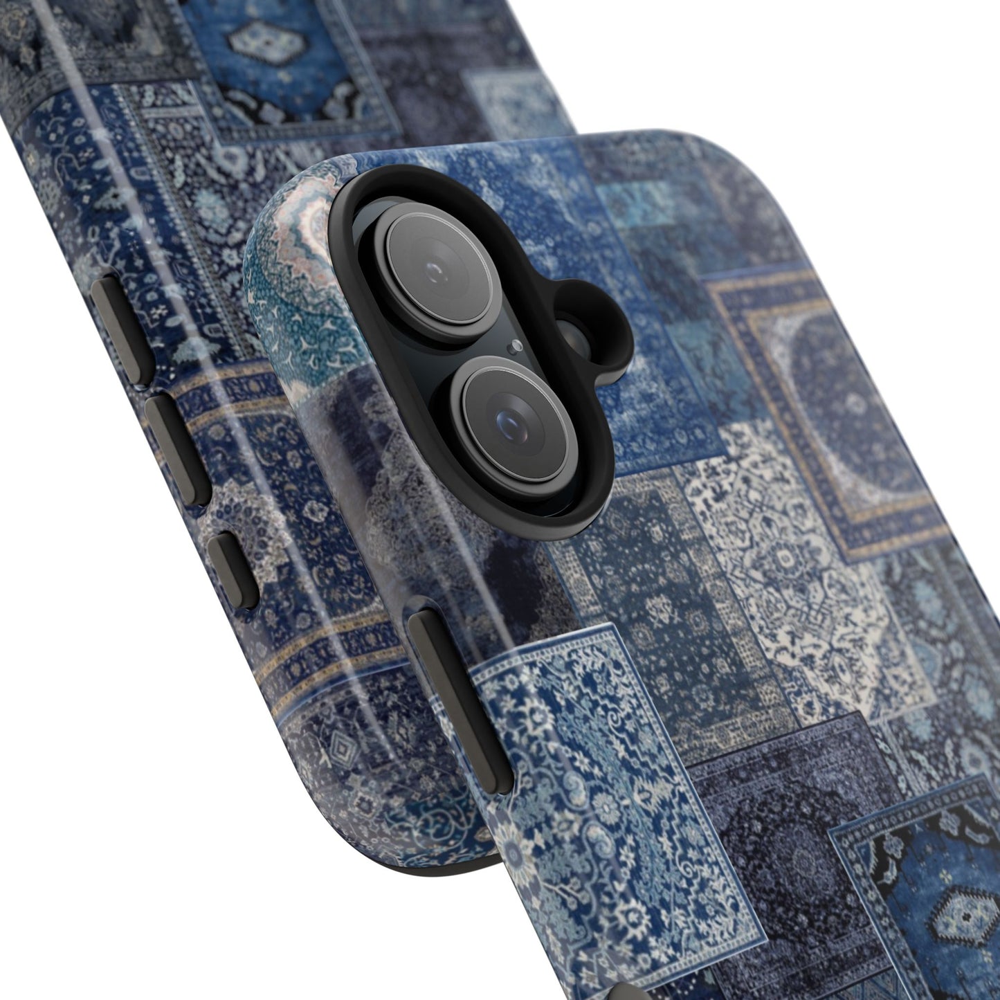 Vintage Rug Pattern Phone Cases, Tough Cases for iPhone, Stylish Smartphone Cover, Unique Gifts for Him/Her, Blue Design