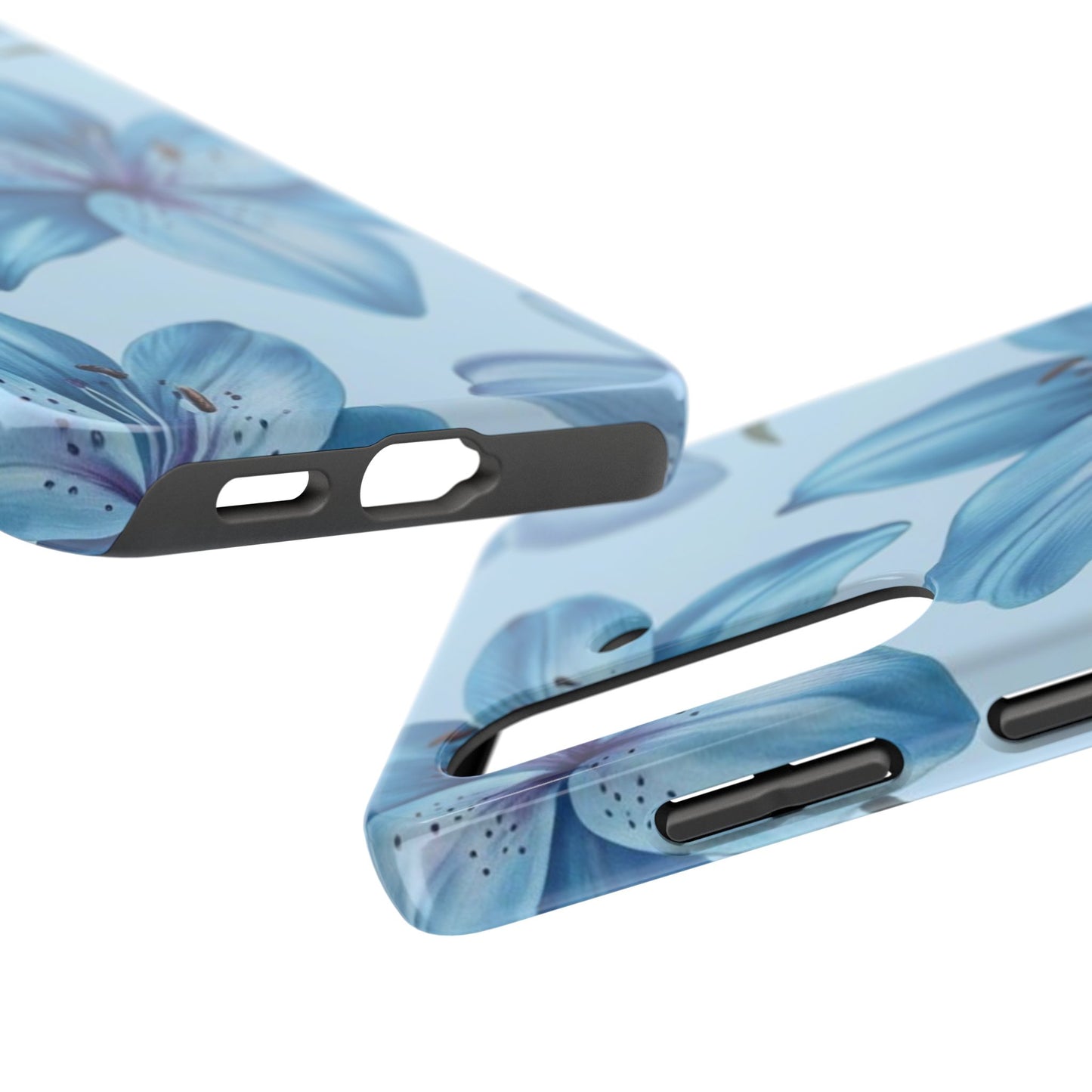 Blue Floral Tough Phone Cases, Floral Phone Cover, Gift for Her, Summer Aesthetic, Smartphone Protector, Durable Case