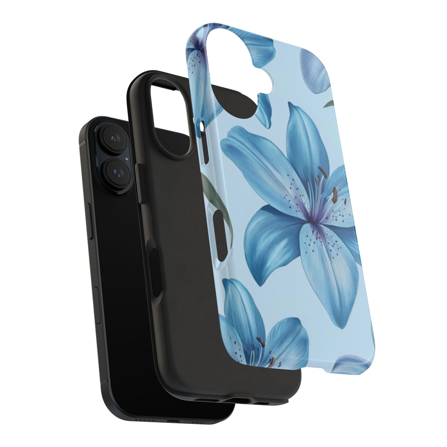 Blue Floral Tough Phone Cases, Floral Phone Cover, Gift for Her, Summer Aesthetic, Smartphone Protector, Durable Case